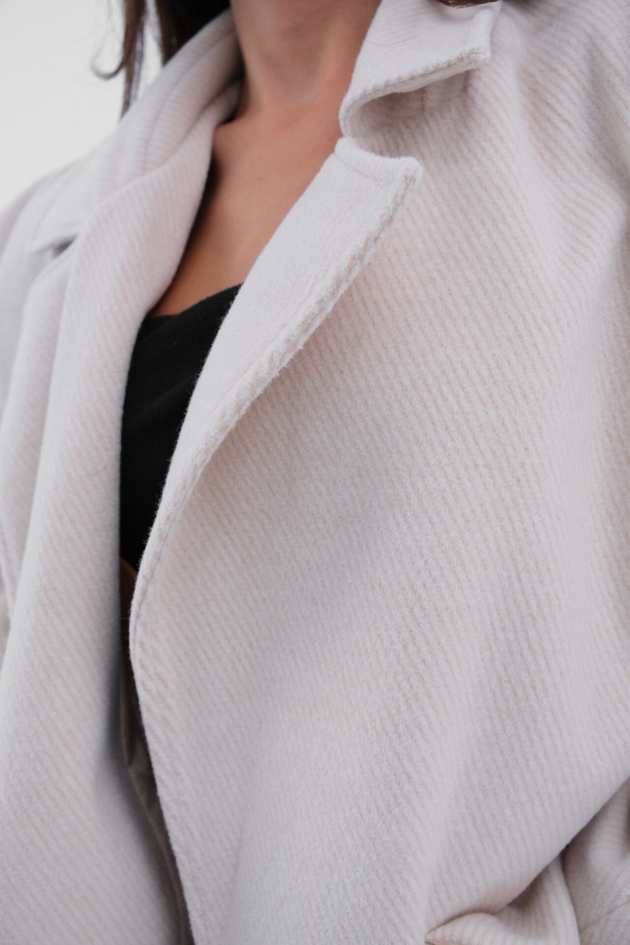 Toptan Balıksırtı Bej Oversize Kaban