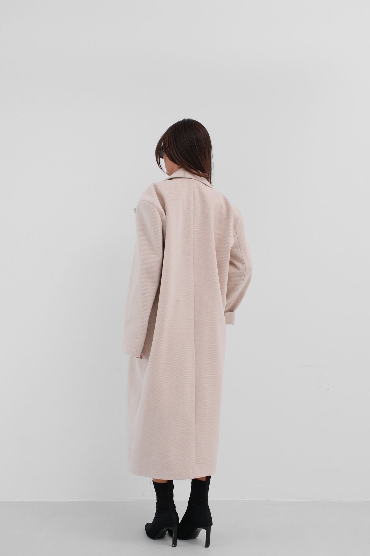 Toptan Balıksırtı Bej Oversize Kaban