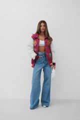 Toptan Oversize Polo Yaka Mürdüm Kolej Ceket