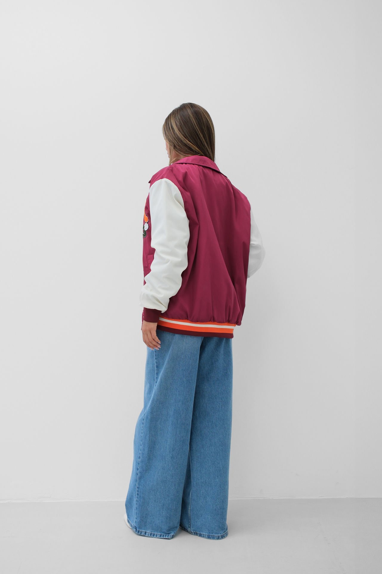 Toptan Oversize Polo Yaka Mürdüm Kolej Ceket