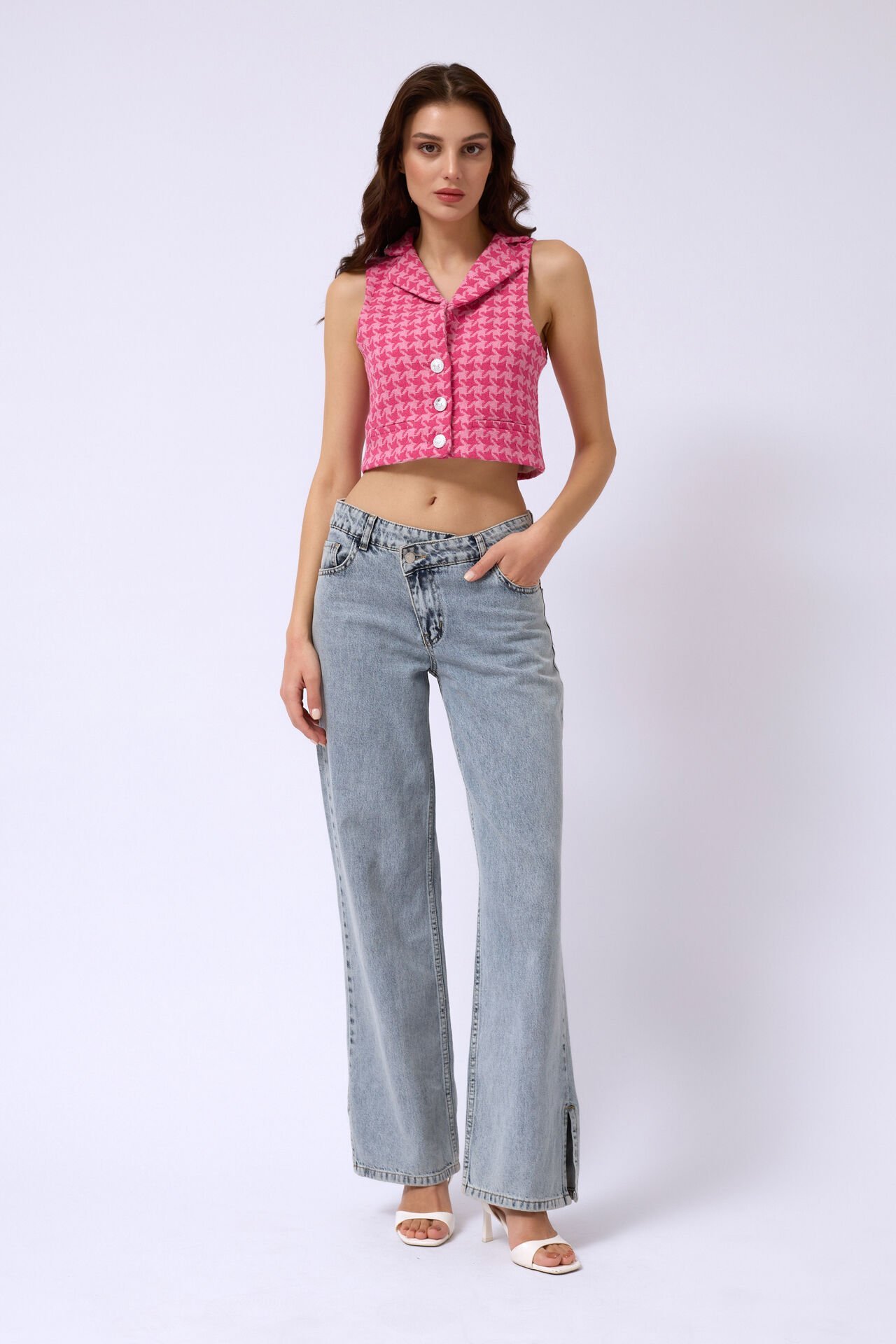 Houndstooth Crop Vest