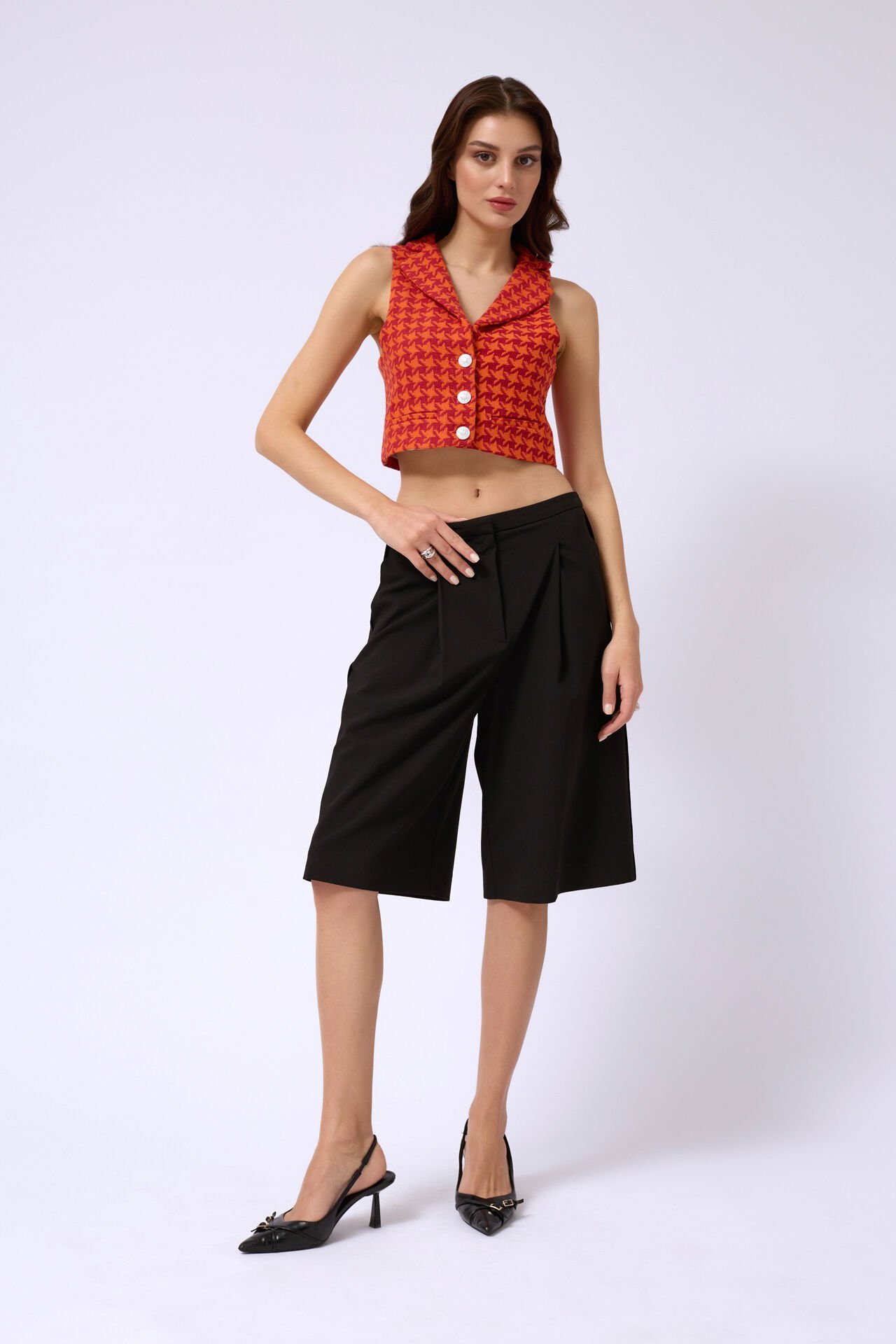 Houndstooth Crop Vest