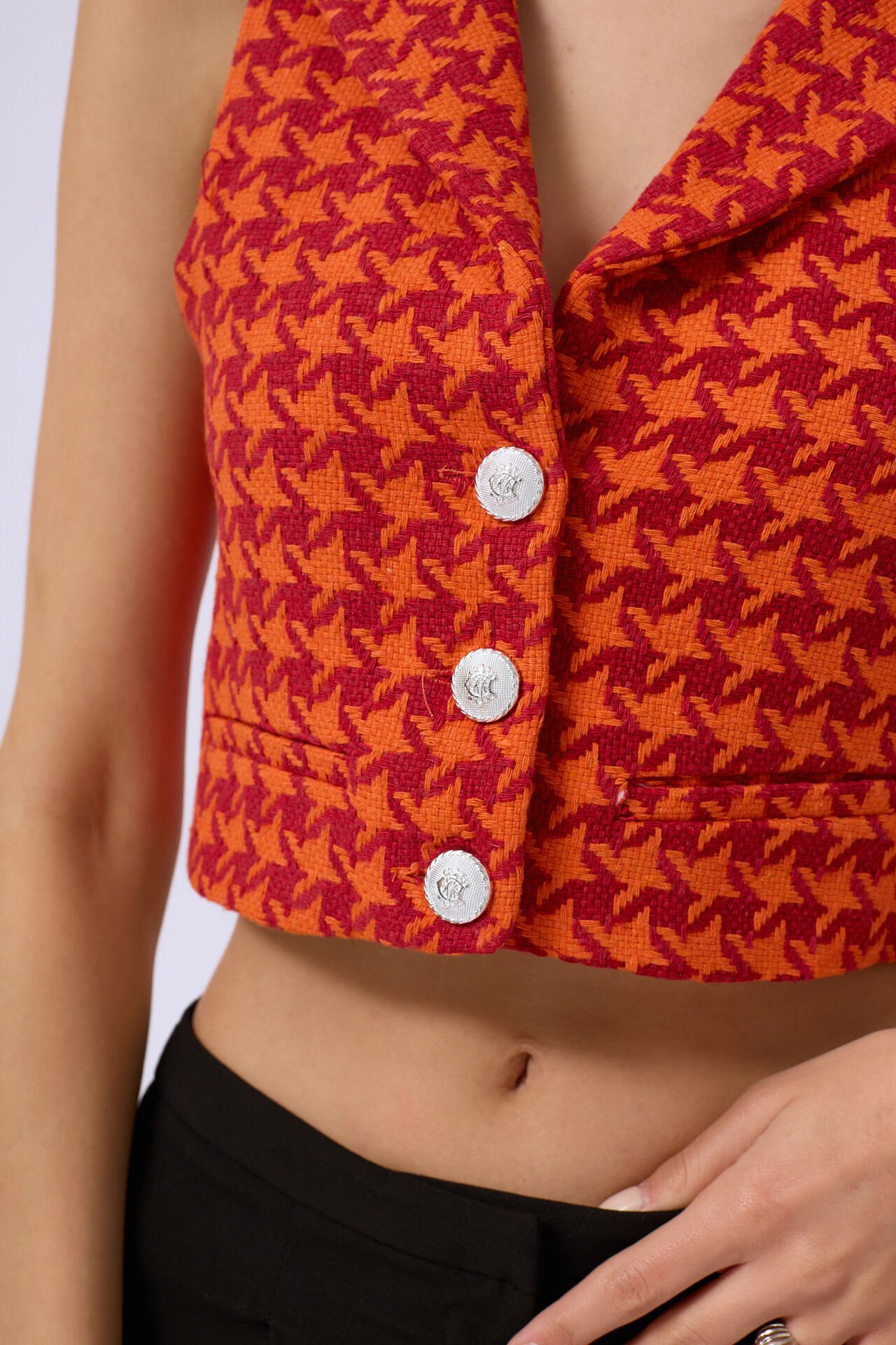 Houndstooth Crop Vest