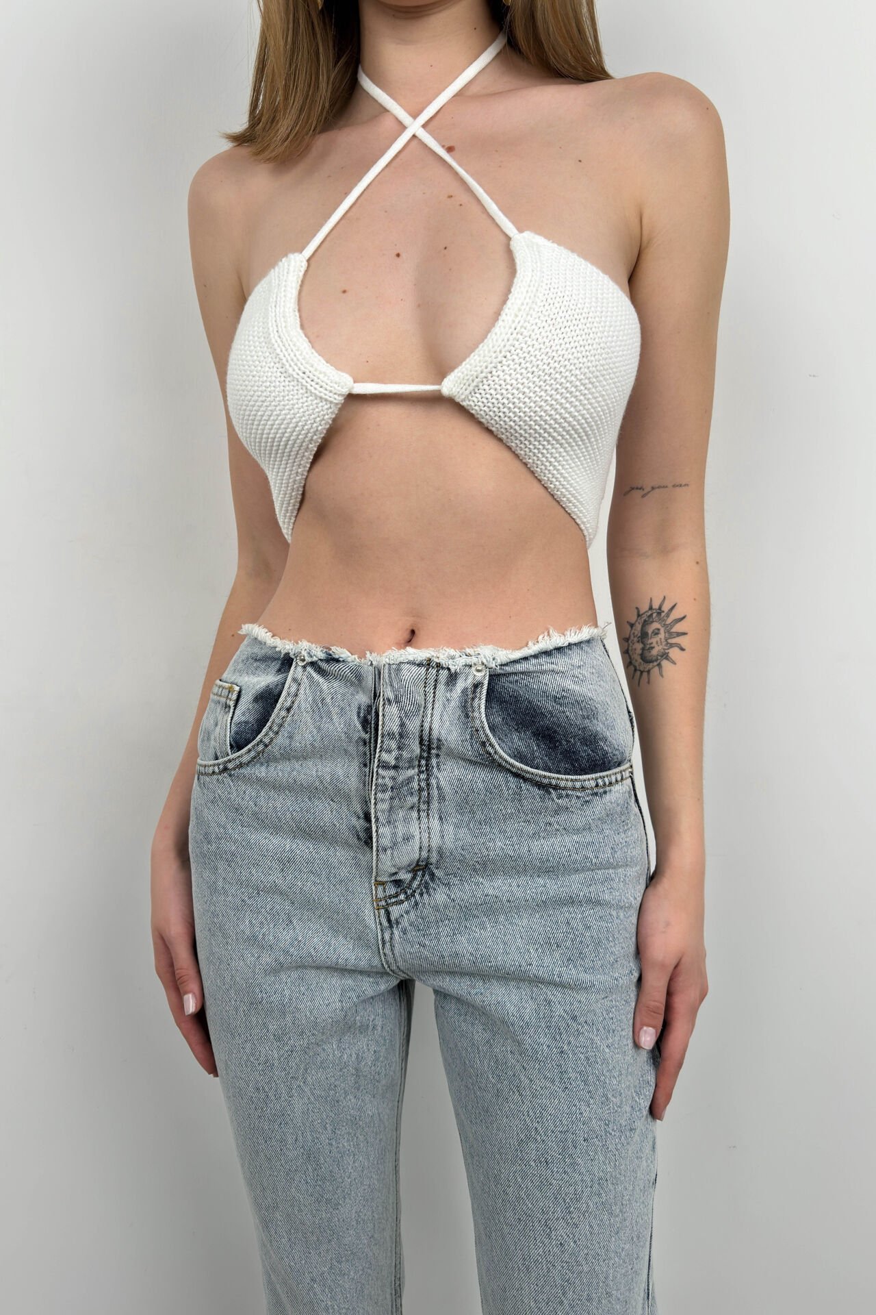 Wholesale Beltless Low Waist Light Blue Jeans