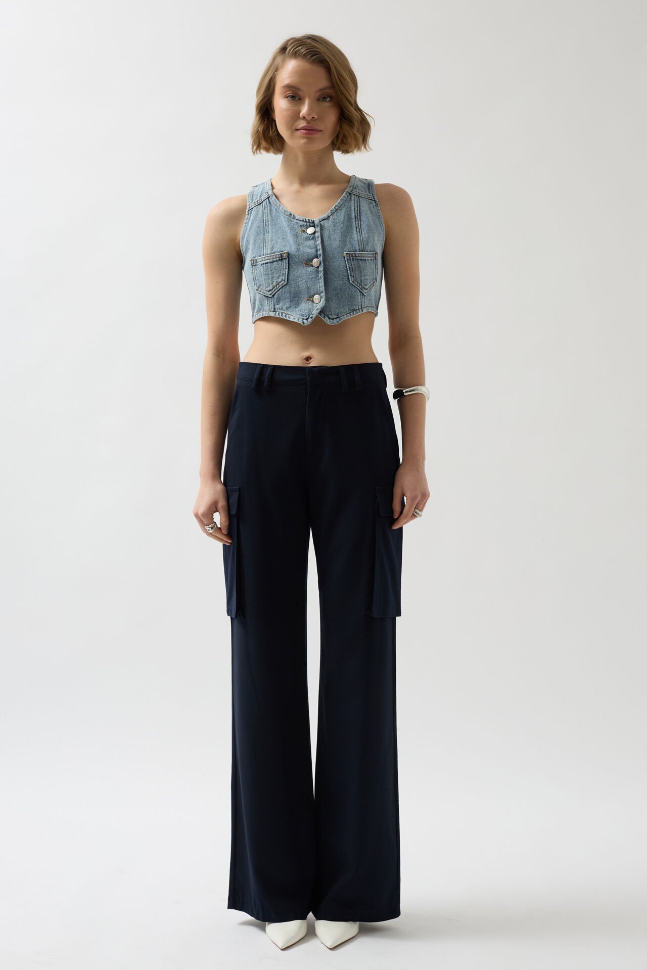 Wholesale Denim Pocket Light Blue Vest