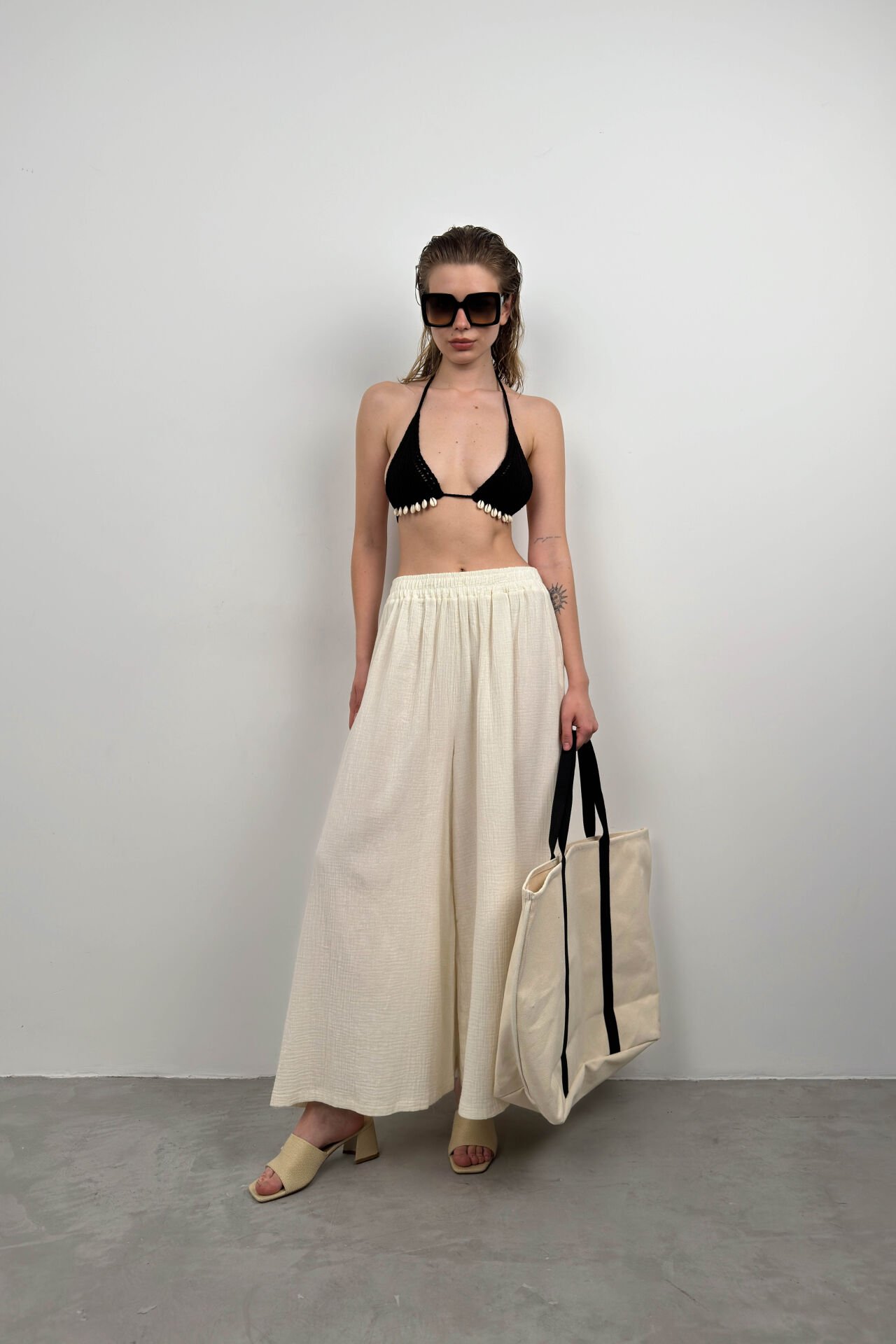 Thick Belt Linen Trousers