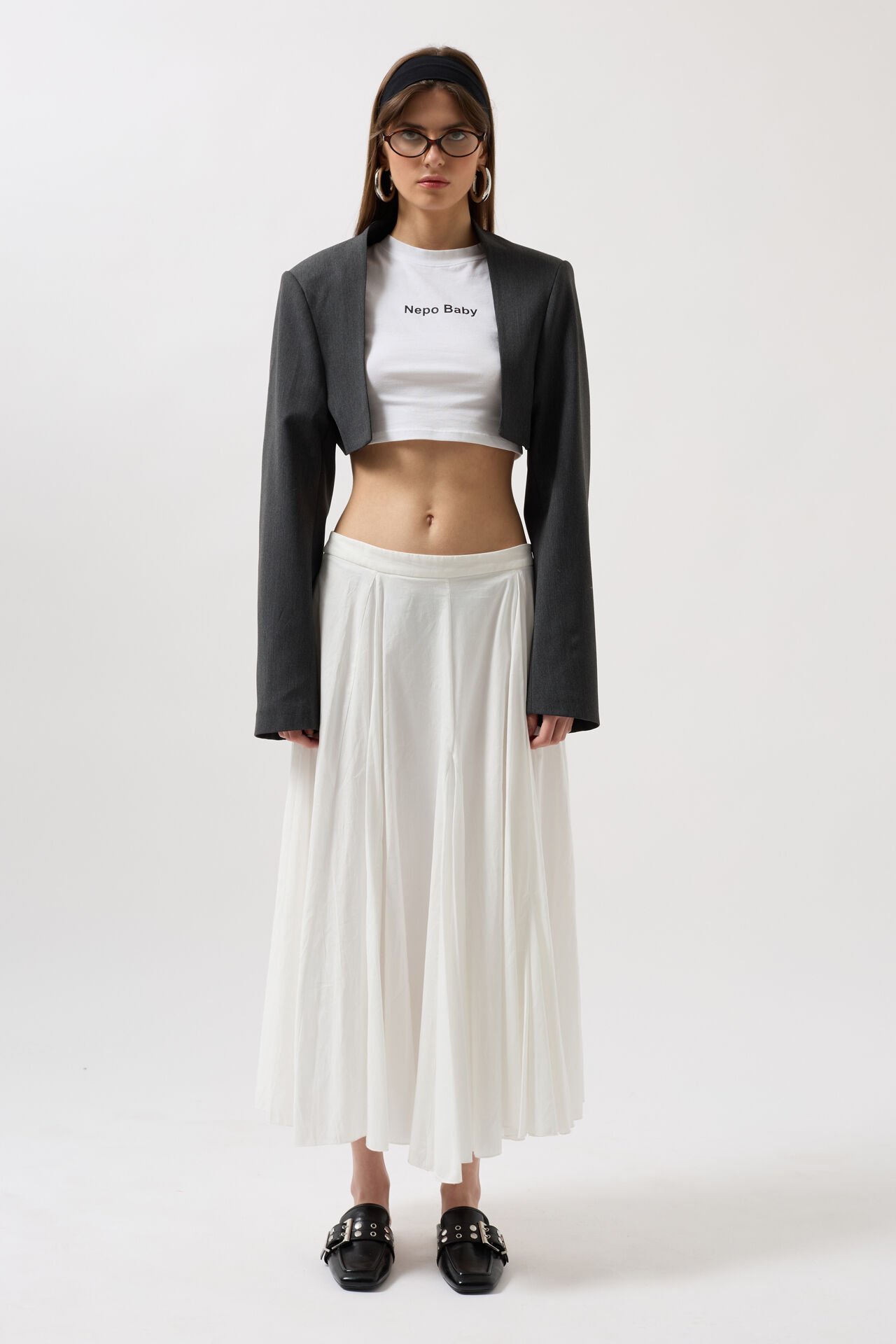 Wholesale Chest Bra Detail Dark Grey Crop Jacket