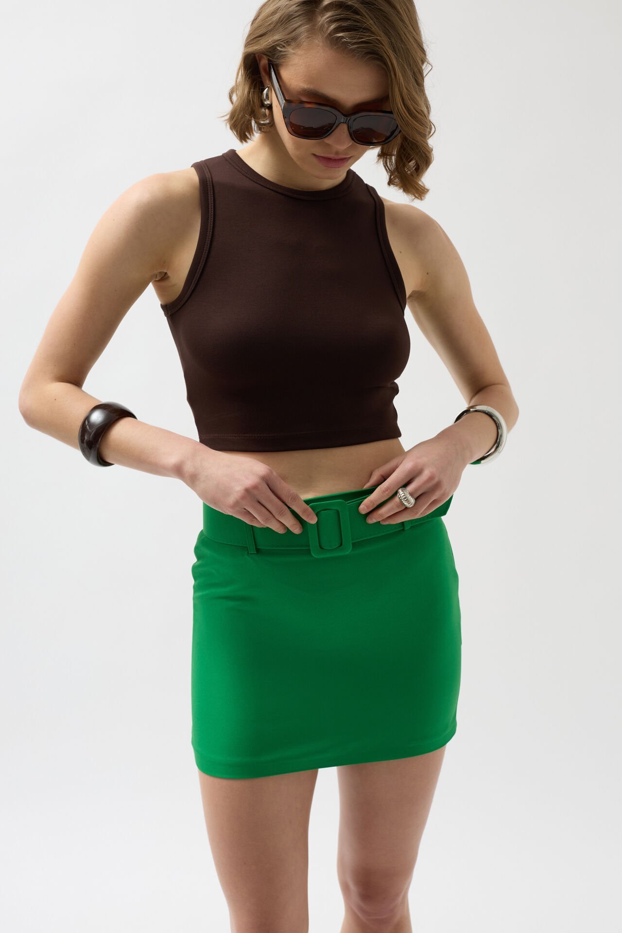Belted Mini Skirt