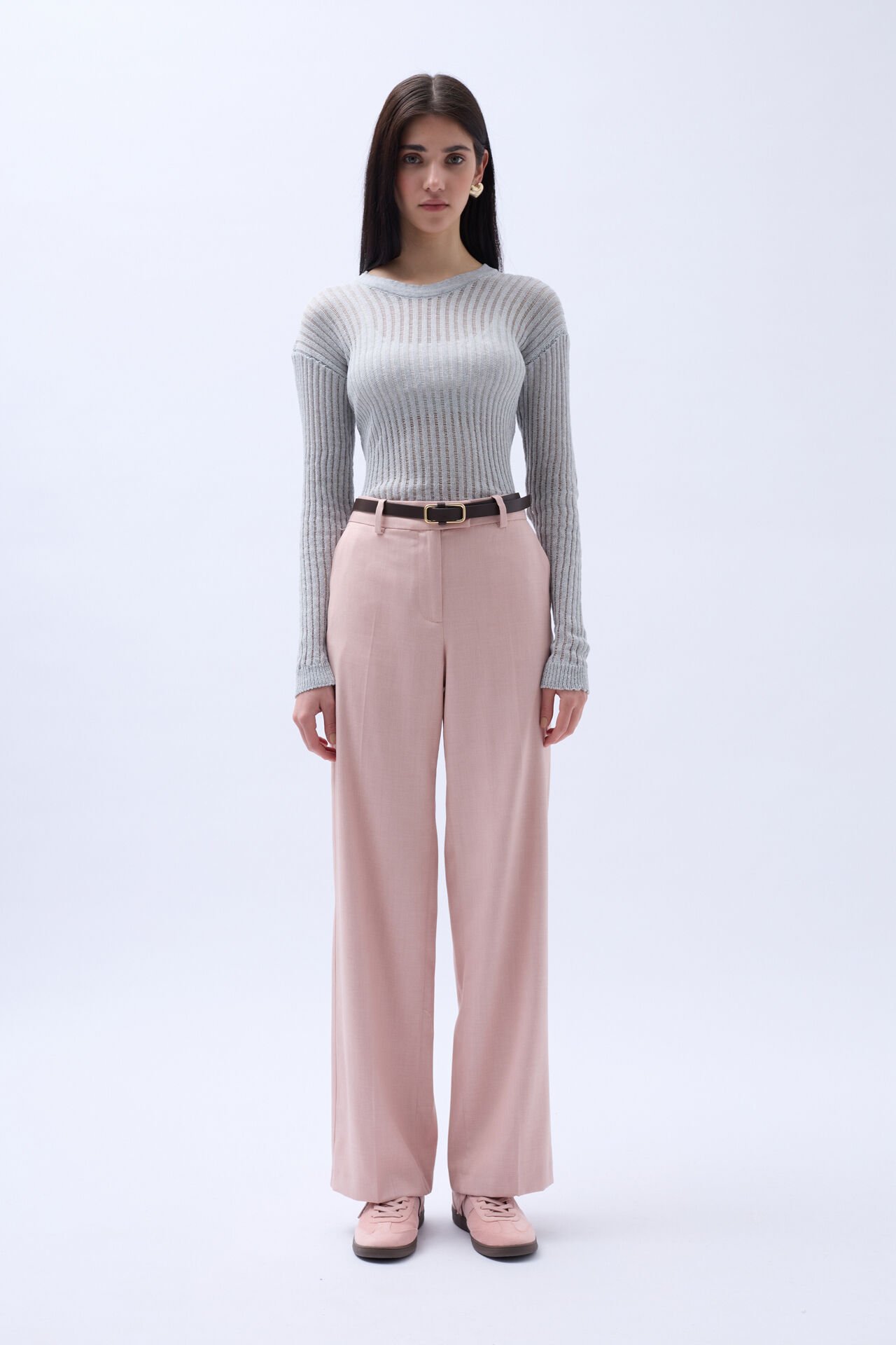 Toptan Fitilli Transparan Gri Bluz