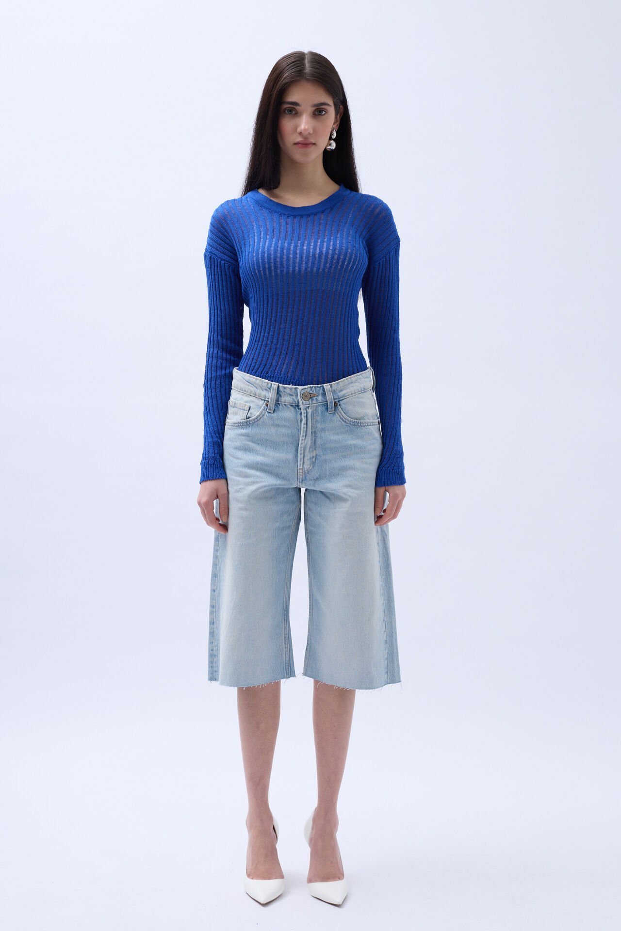 Toptan Fitilli Transparan Saks Bluz