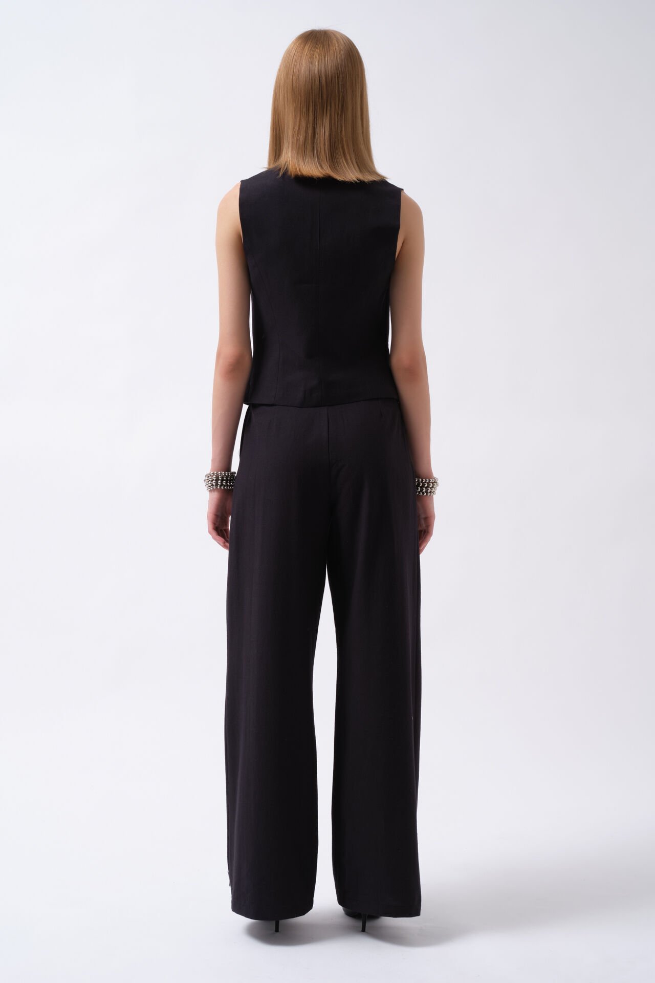 Wholesale Flato Pocket Buttoned Navy Blue Vest