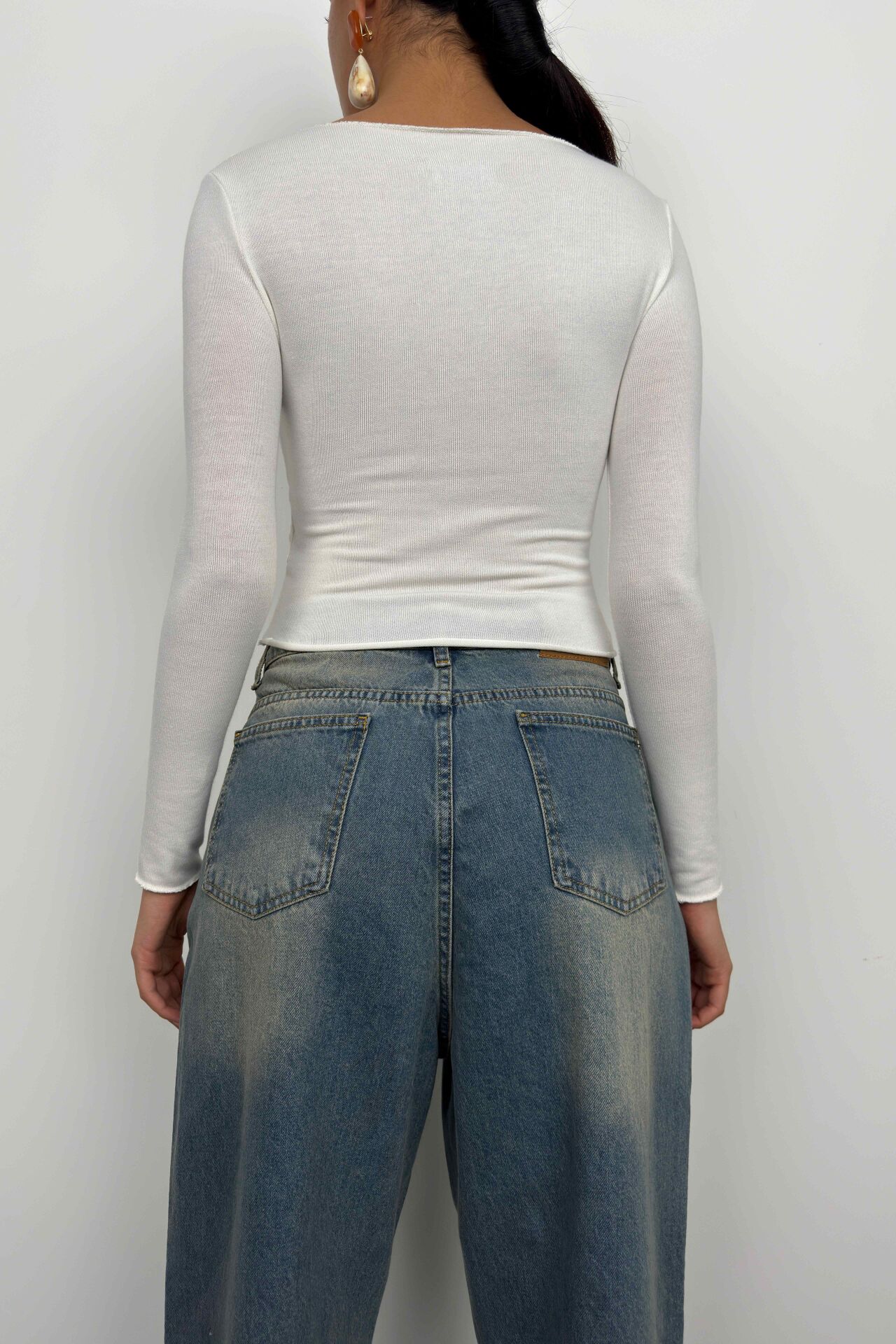 Wholesale Chest Knot Detail Ecru Blouse