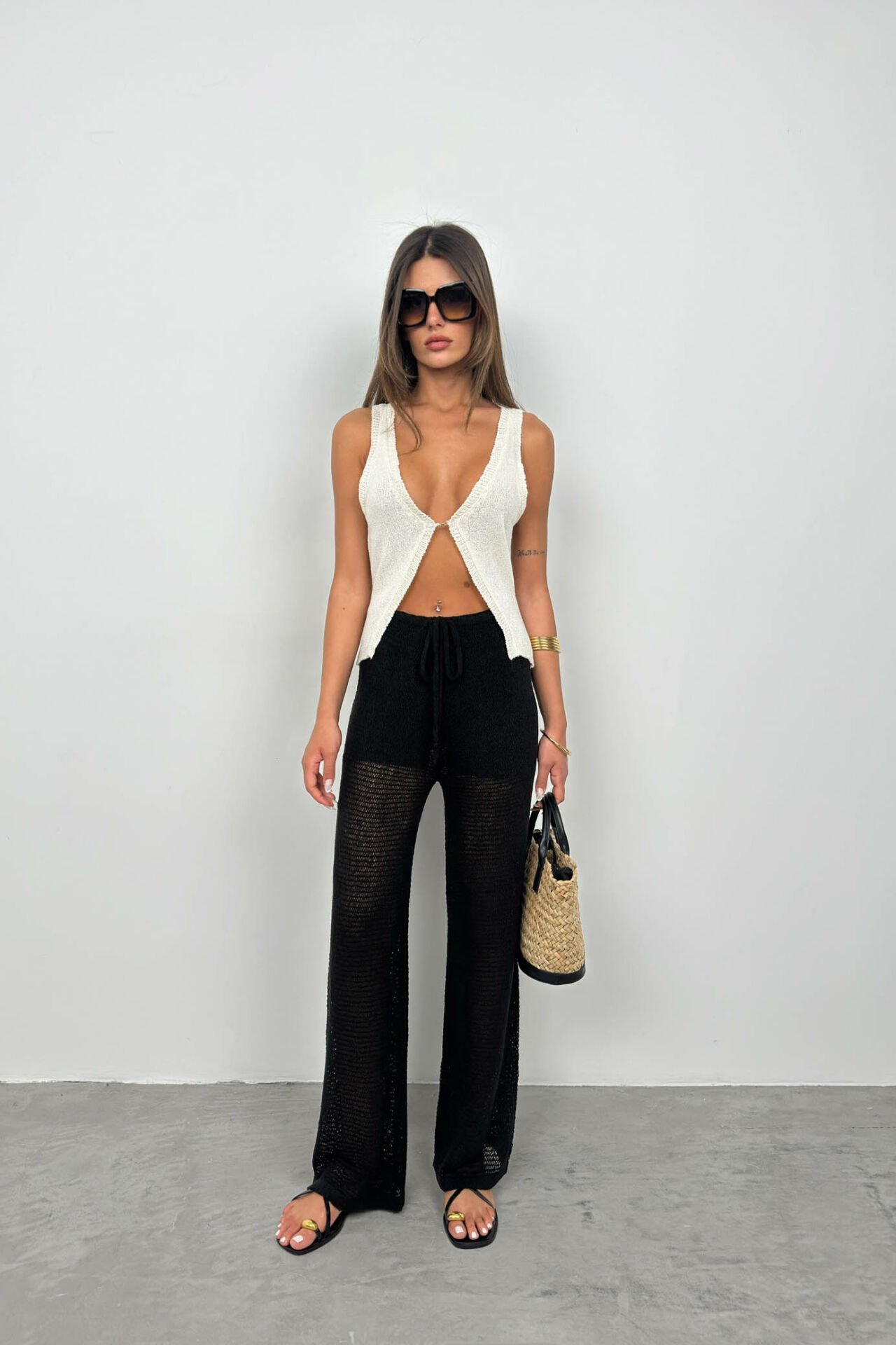 Wholesale Tunnel Detail Knitted Trousers
