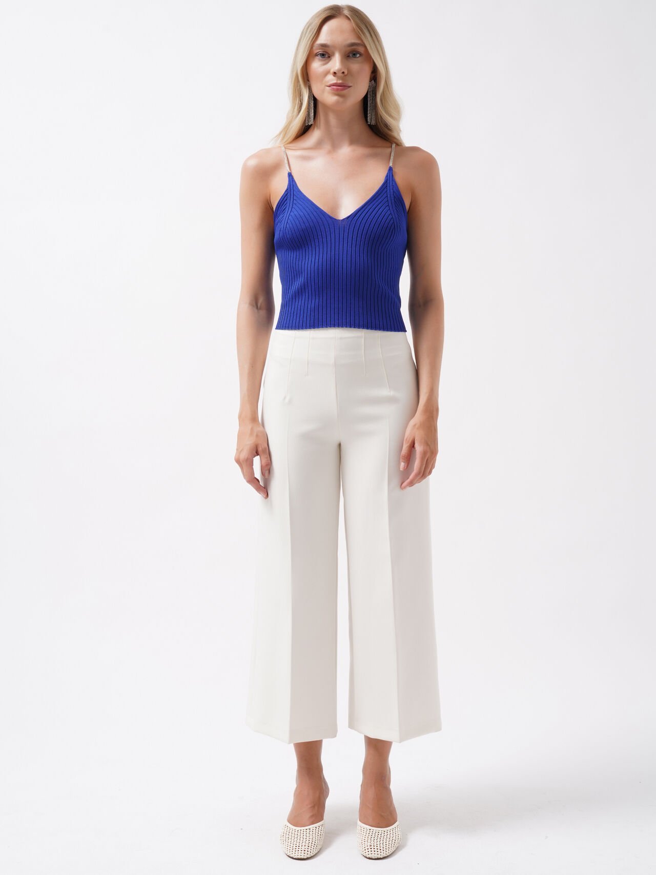 Wholesale Stone Strapped Saxe Knitwear Blouse