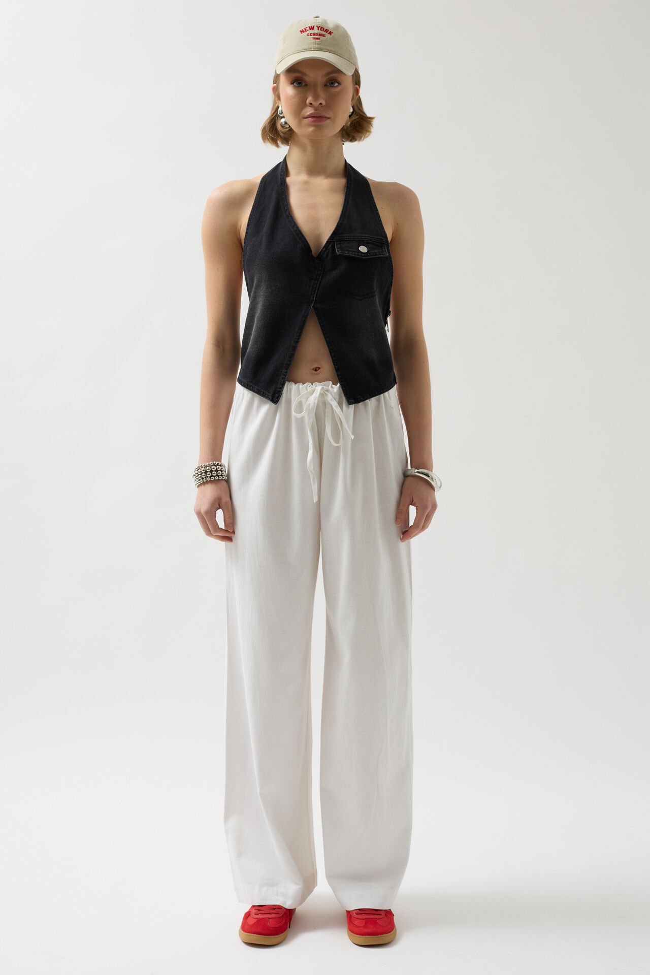 Wholesale Asymmetrical Denim Black Vest