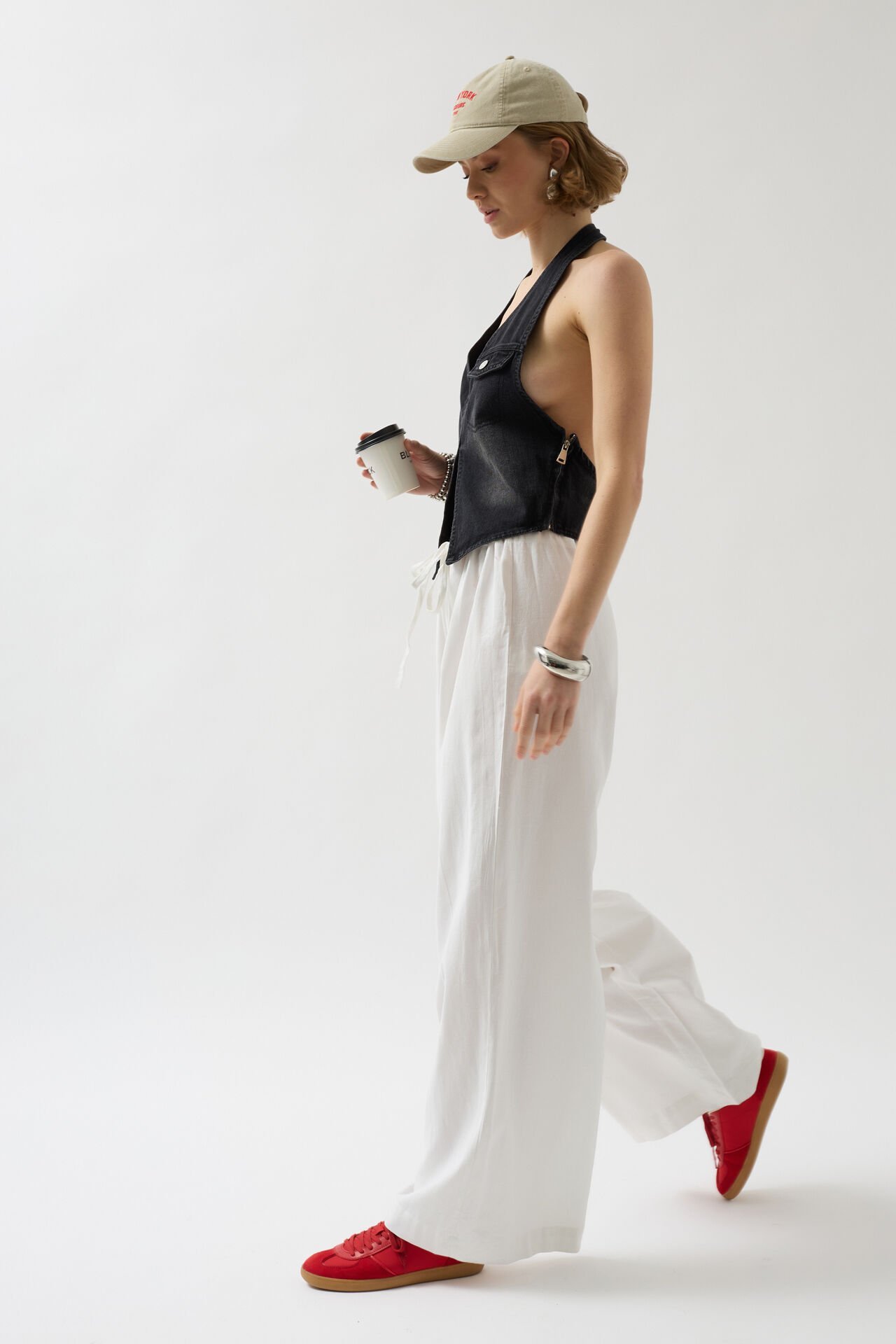 Wholesale Asymmetrical Denim Black Vest