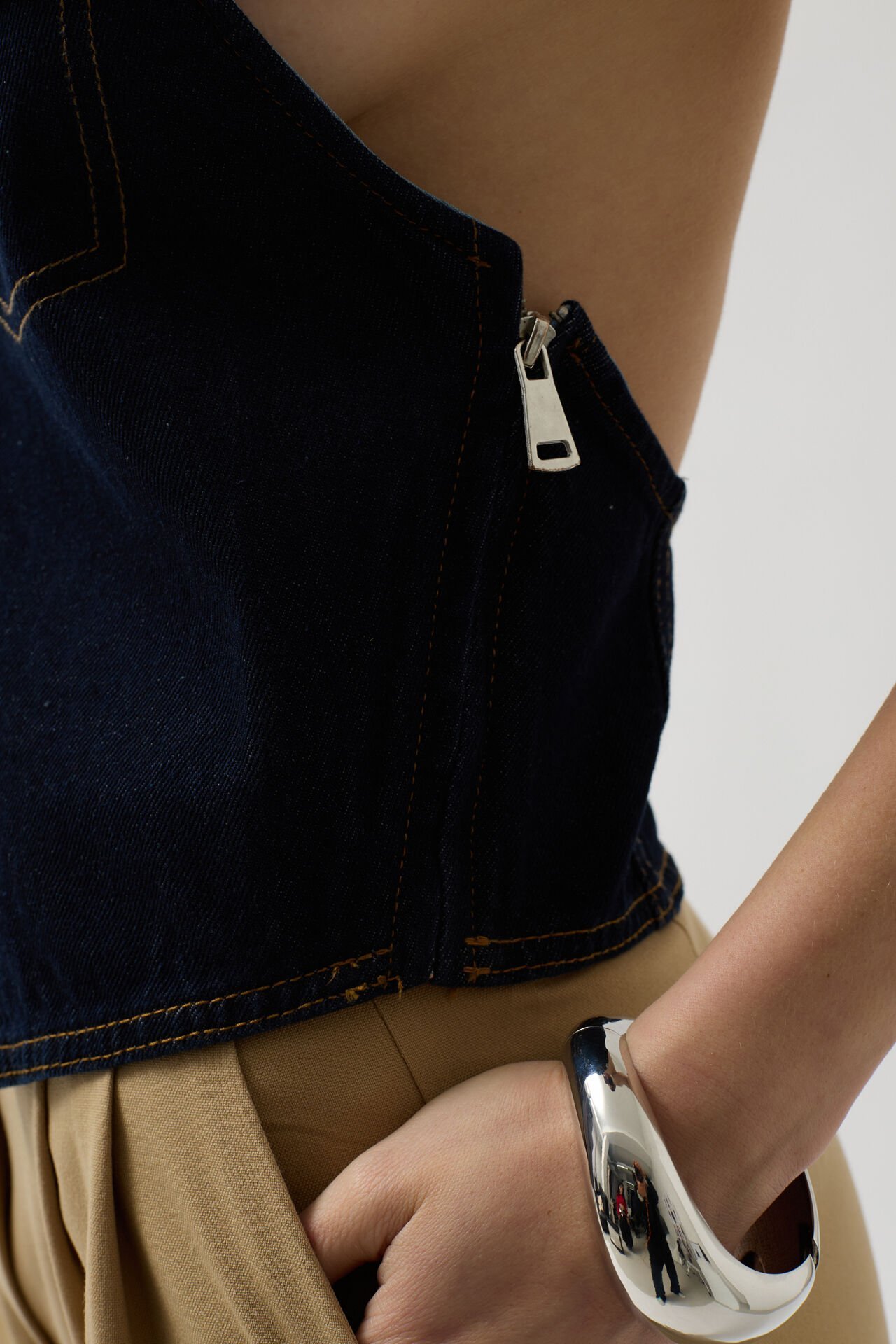 Wholesale Asymmetric Denim Blue Vest