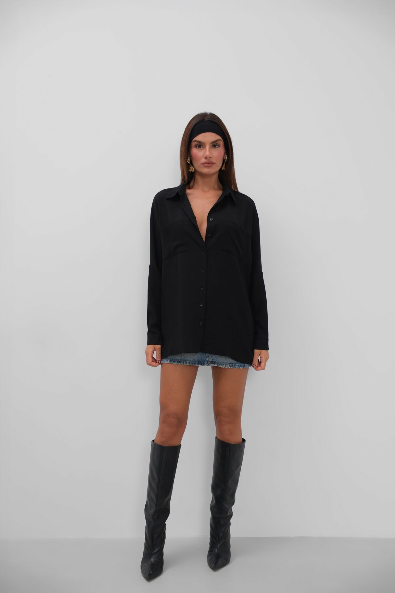 Wholesale Pocket Detail Black Shirt