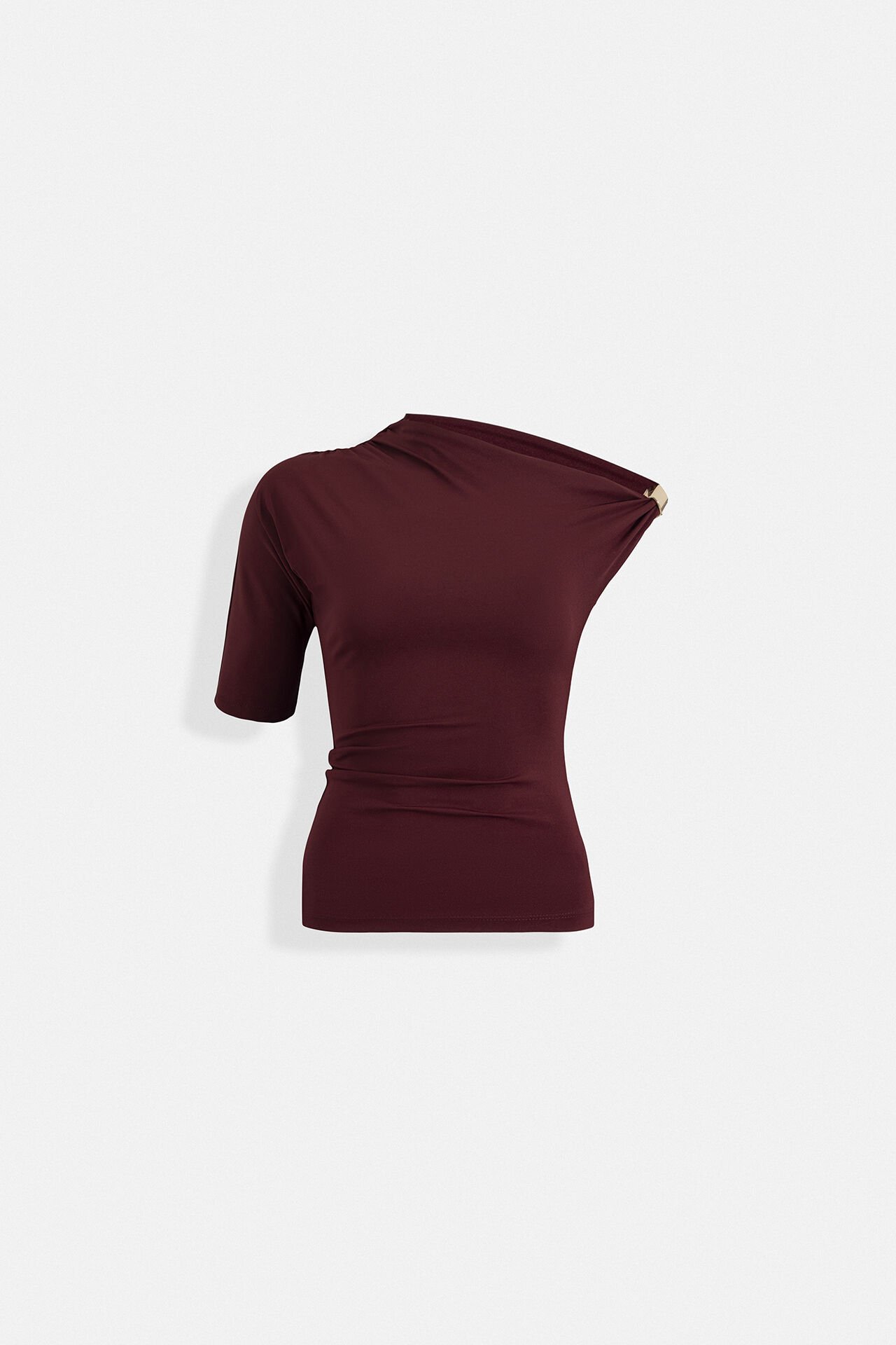 Toptan Aksesuar Detay Cutout Bordo Bluz