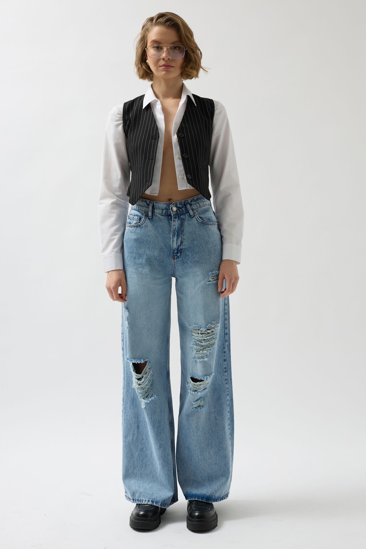 Toptan Çizgili Siyah Yelek