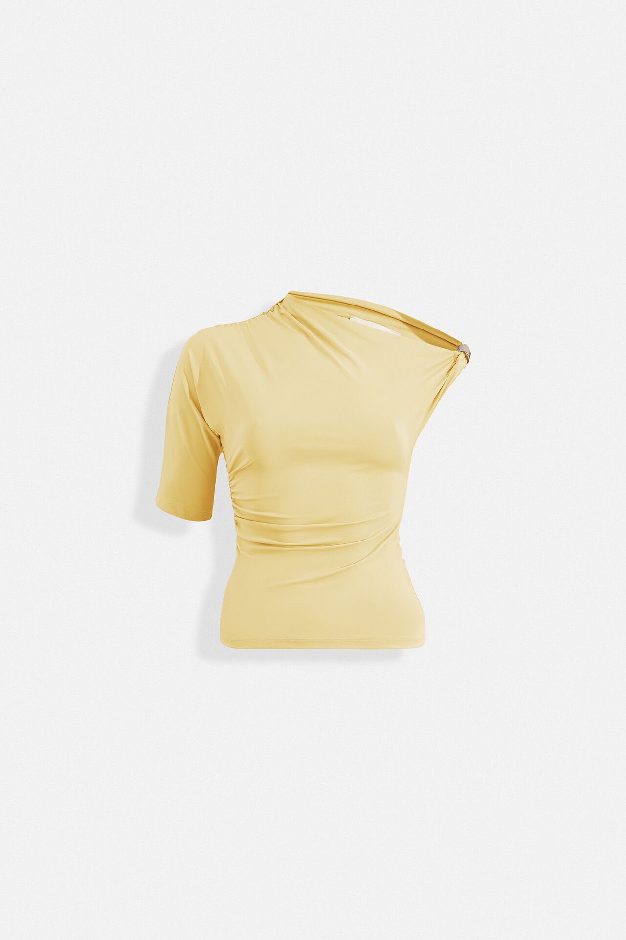 Toptan Aksesuar Detay Cutout Sarı Bluz