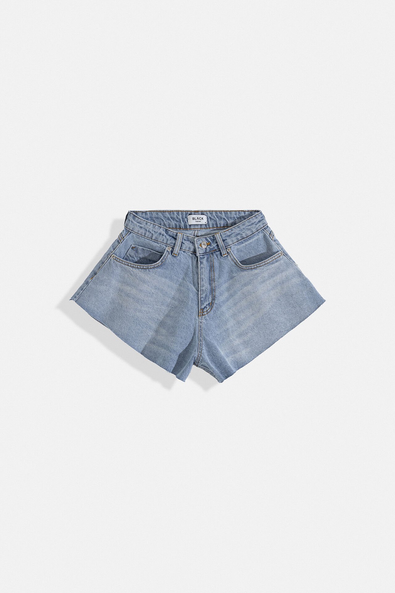 Toptan Saçaklı Denim Mavi Şort