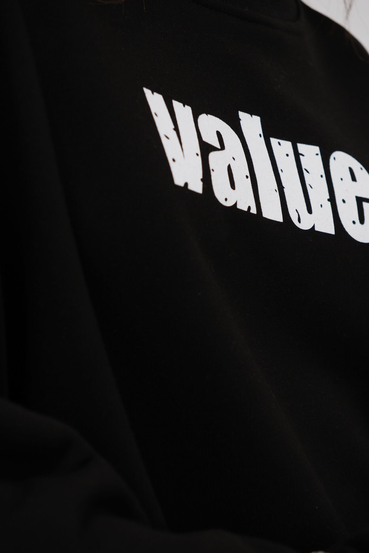 Toptan Baskılı Sıfır Yaka Oversize Siyah Sweatshirt