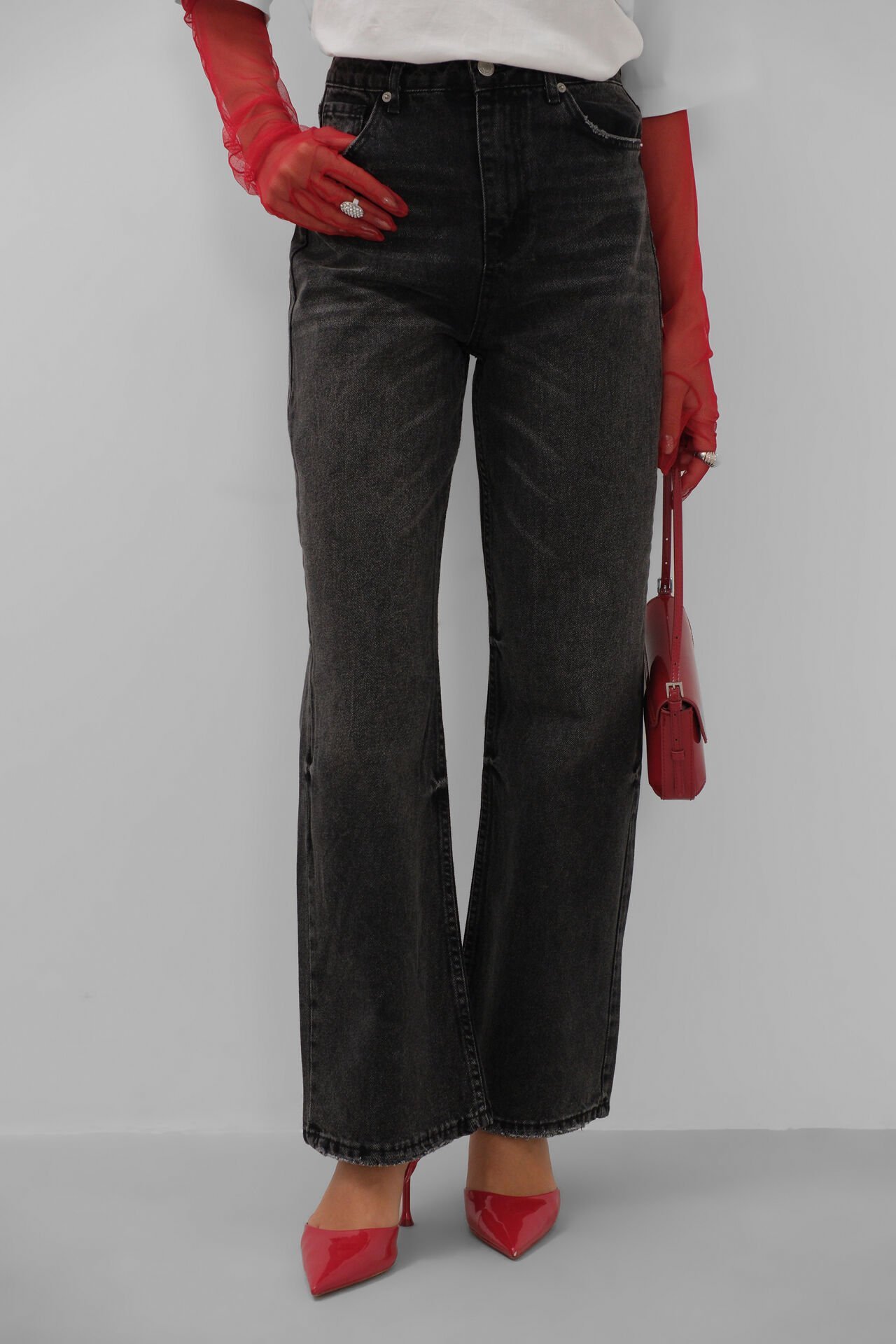 Wholesale Tassel Leg Detail Black Jeans