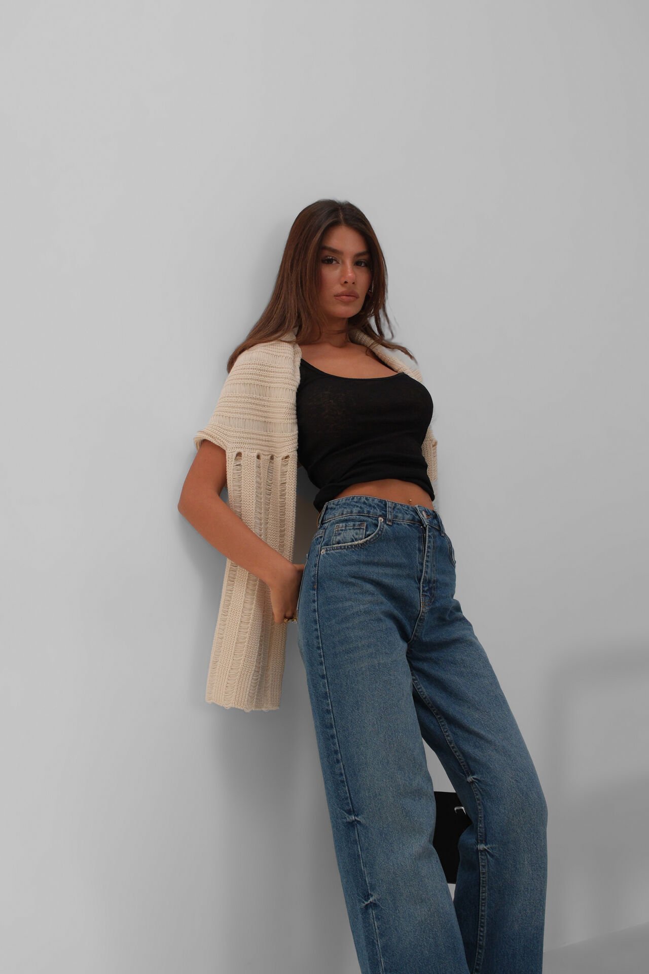 Wholesale Tassel Leg Detail Blue Jeans