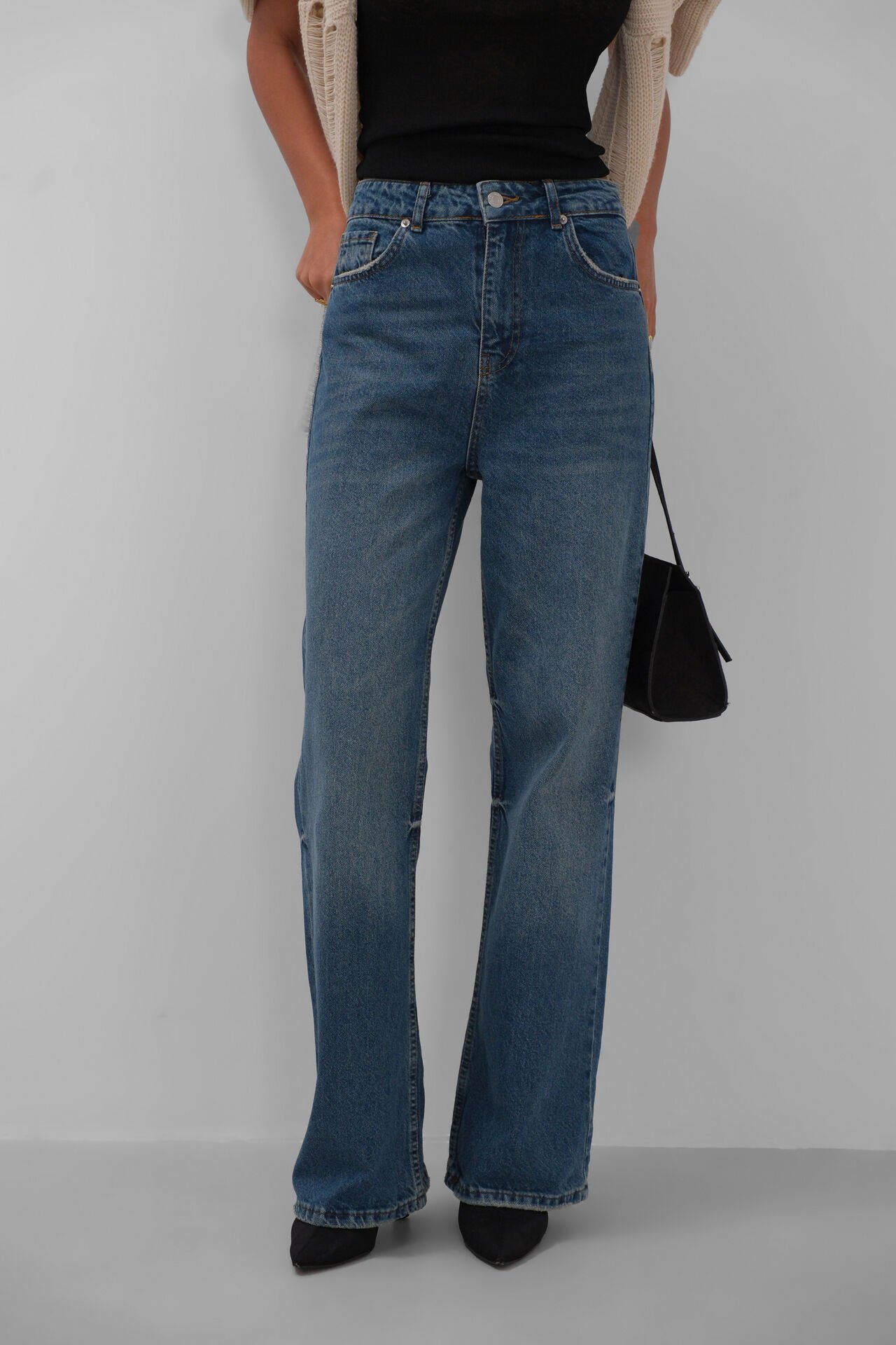 Wholesale Tassel Leg Detail Blue Jeans