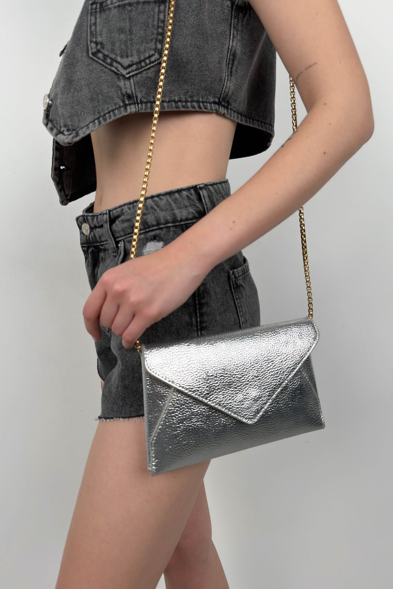 Toptan Lame Silver Zarf Çanta