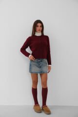Toptan Oversize Basic Bordo Hırka