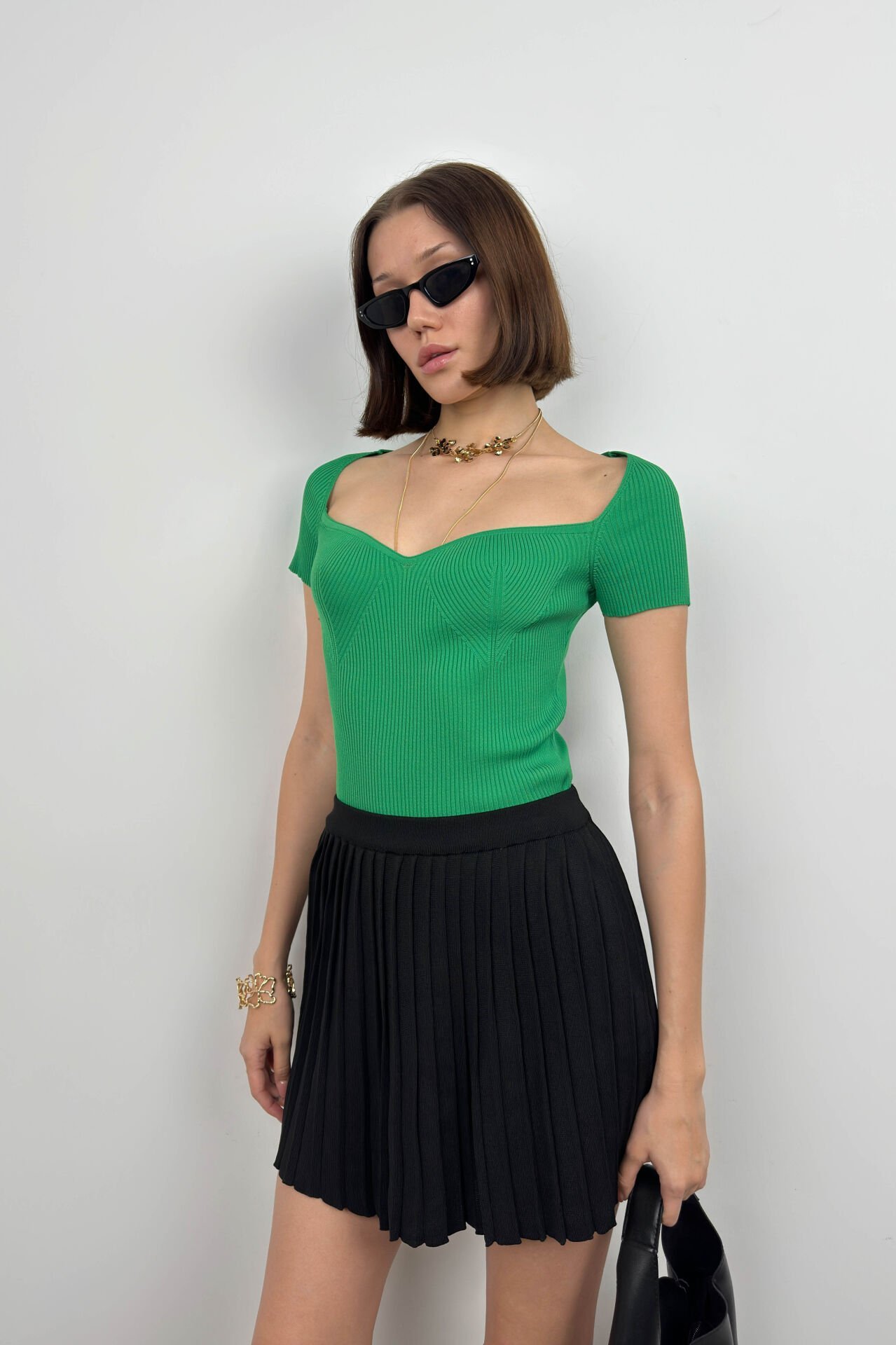 Square Neck Knitwear Blouse