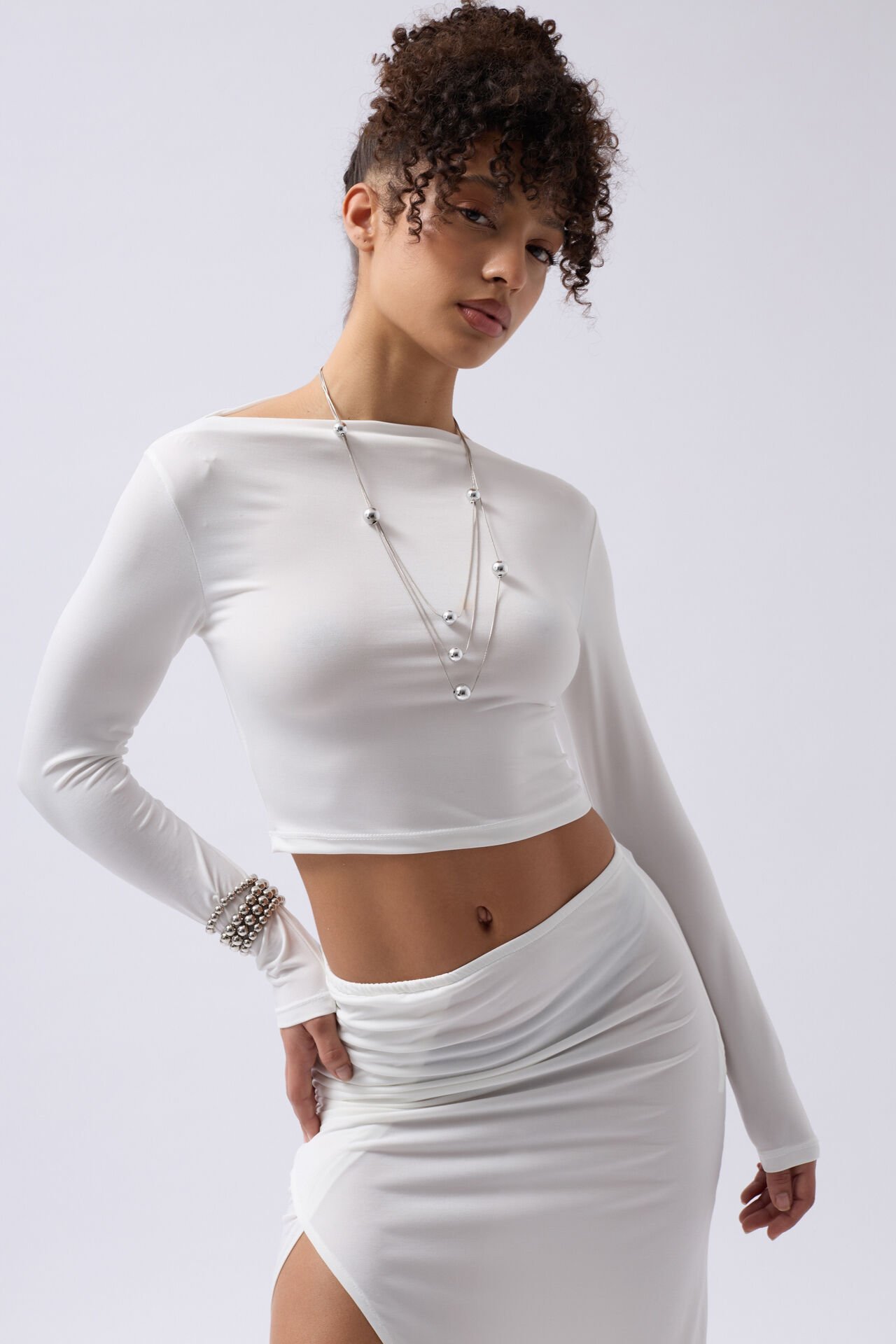 Оптовая продажа макси юбка с разрезом белая