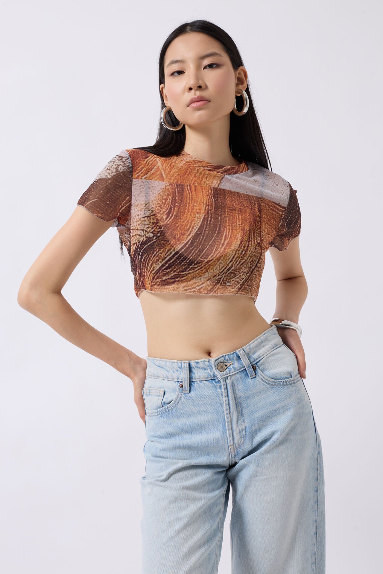 Patterned Tulle Blouse