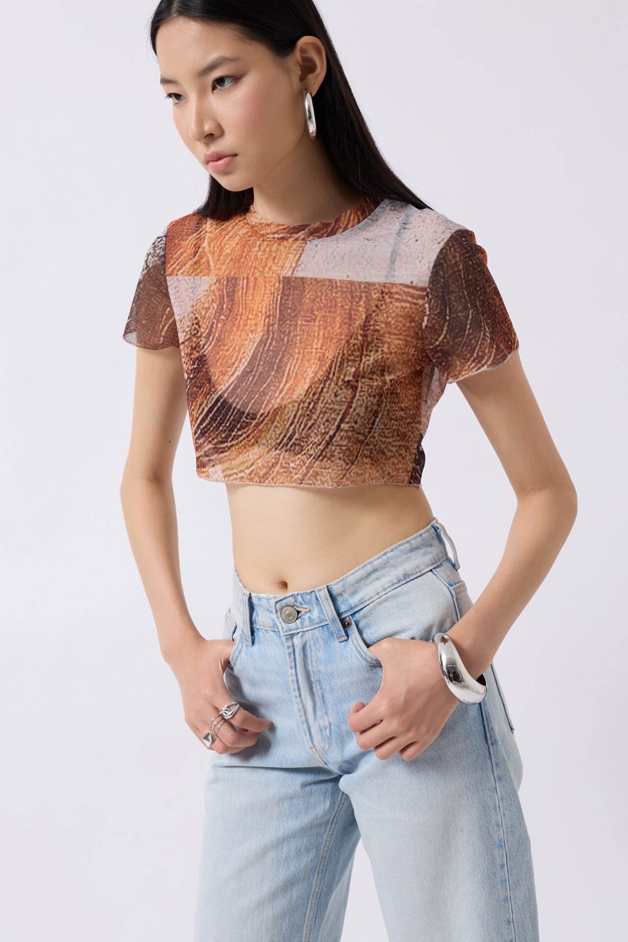 Patterned Tulle Blouse