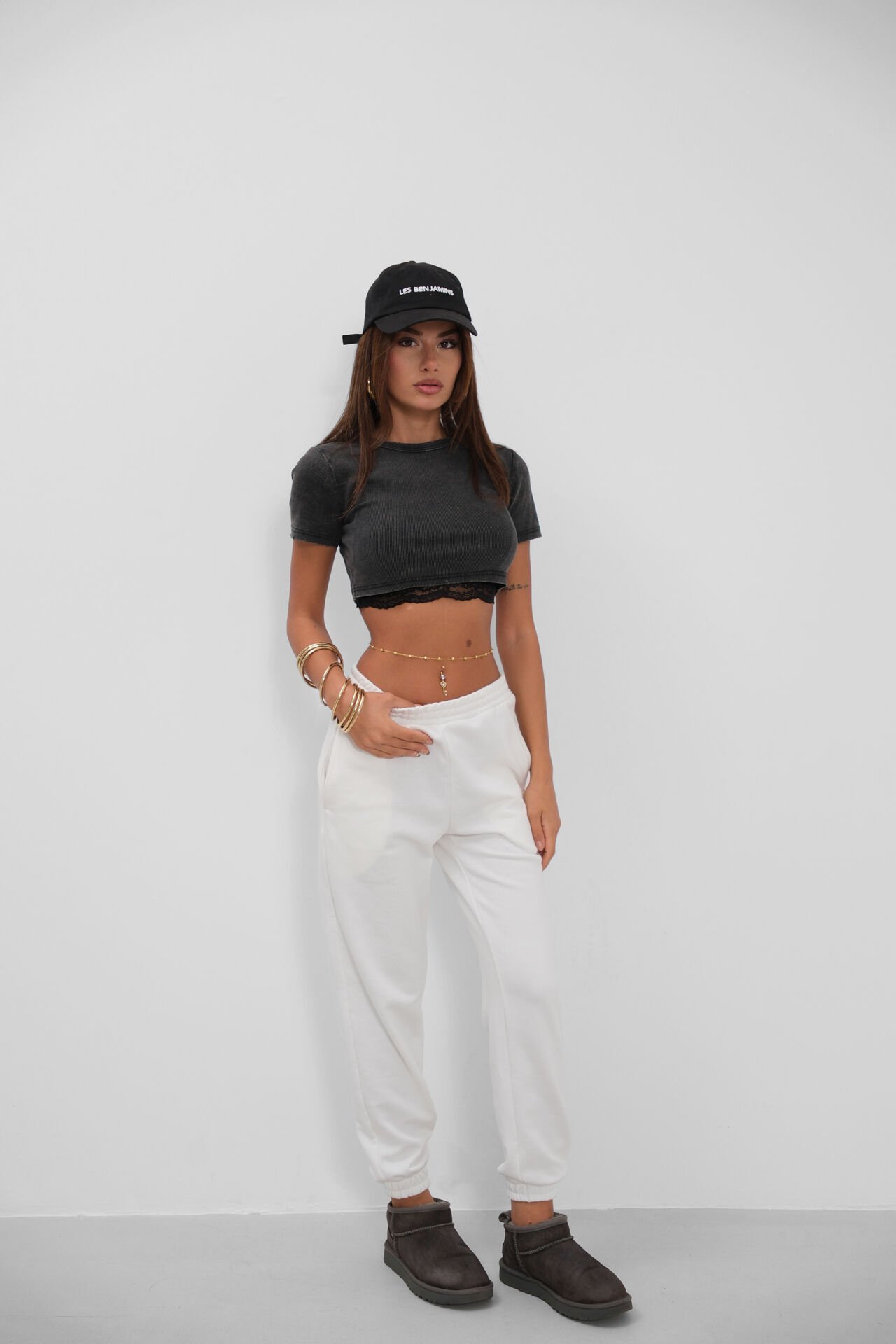 Wholesale Waist and Leg Elastic Ecru Jogger Tracksuit
