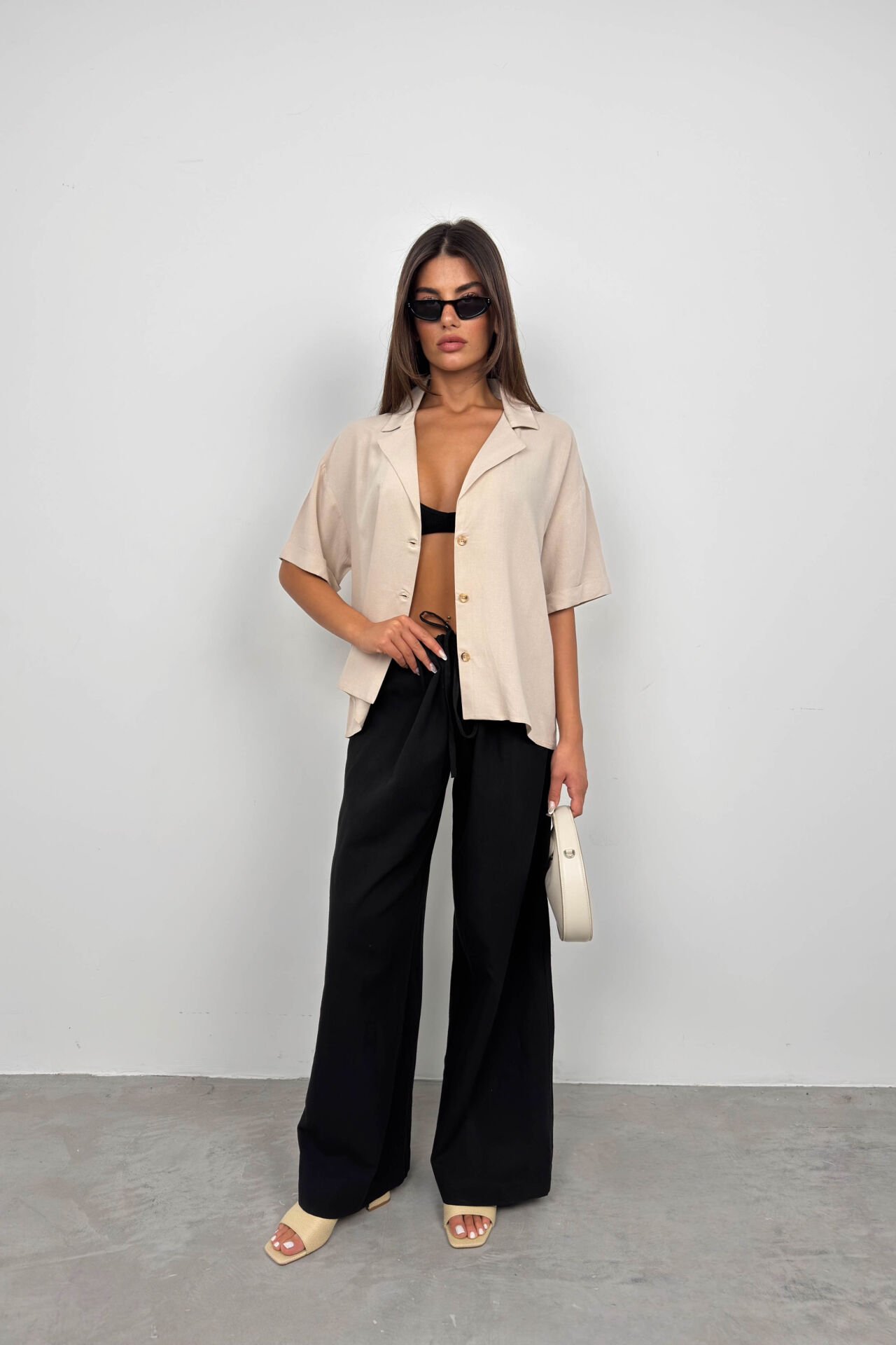 Jacket Collar Linen Shirt