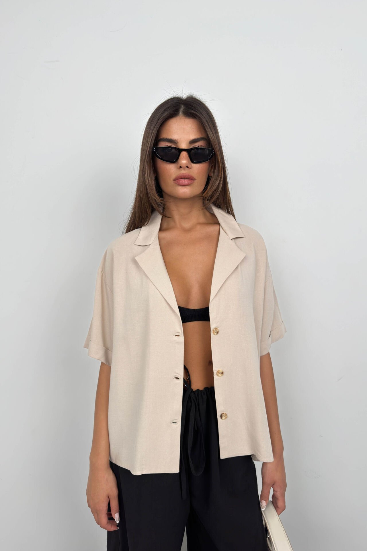 Jacket Collar Linen Shirt