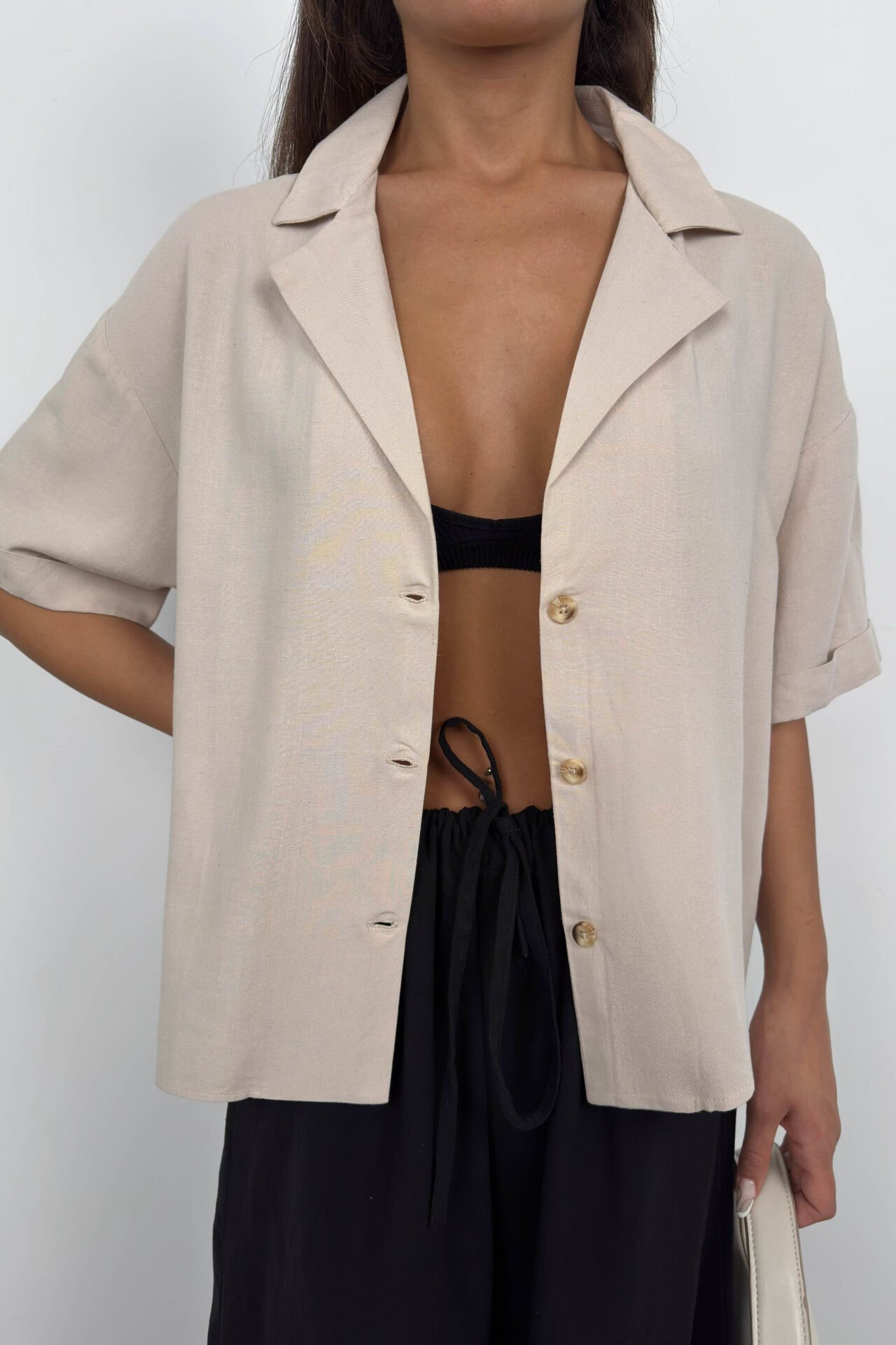 Jacket Collar Linen Shirt