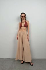 Wholesale Thick Belt Beige Linen Trousers