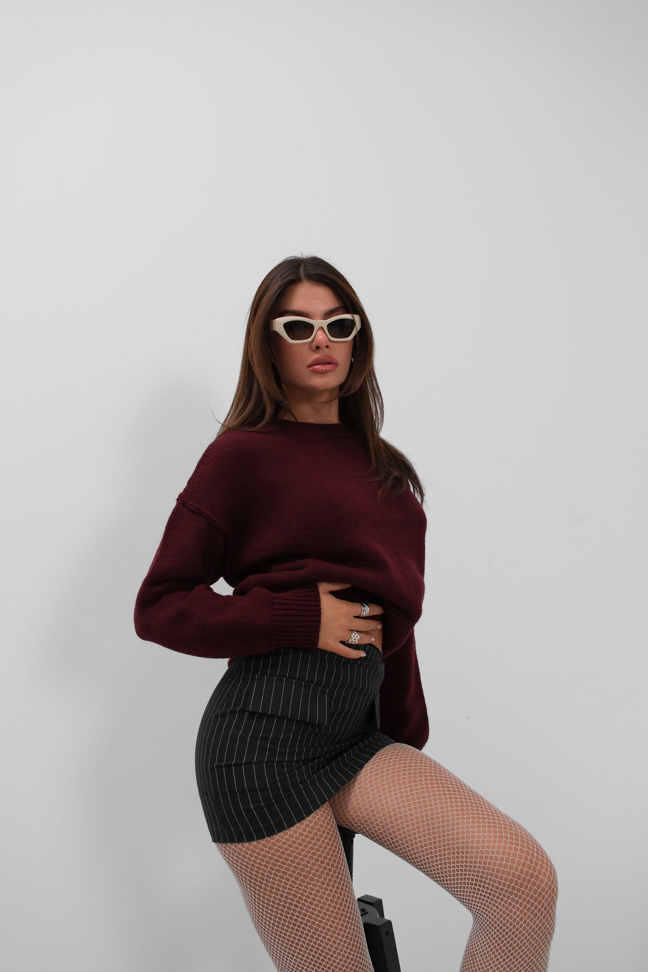 Wholesale Reverse Stitched Burgundy Sweater