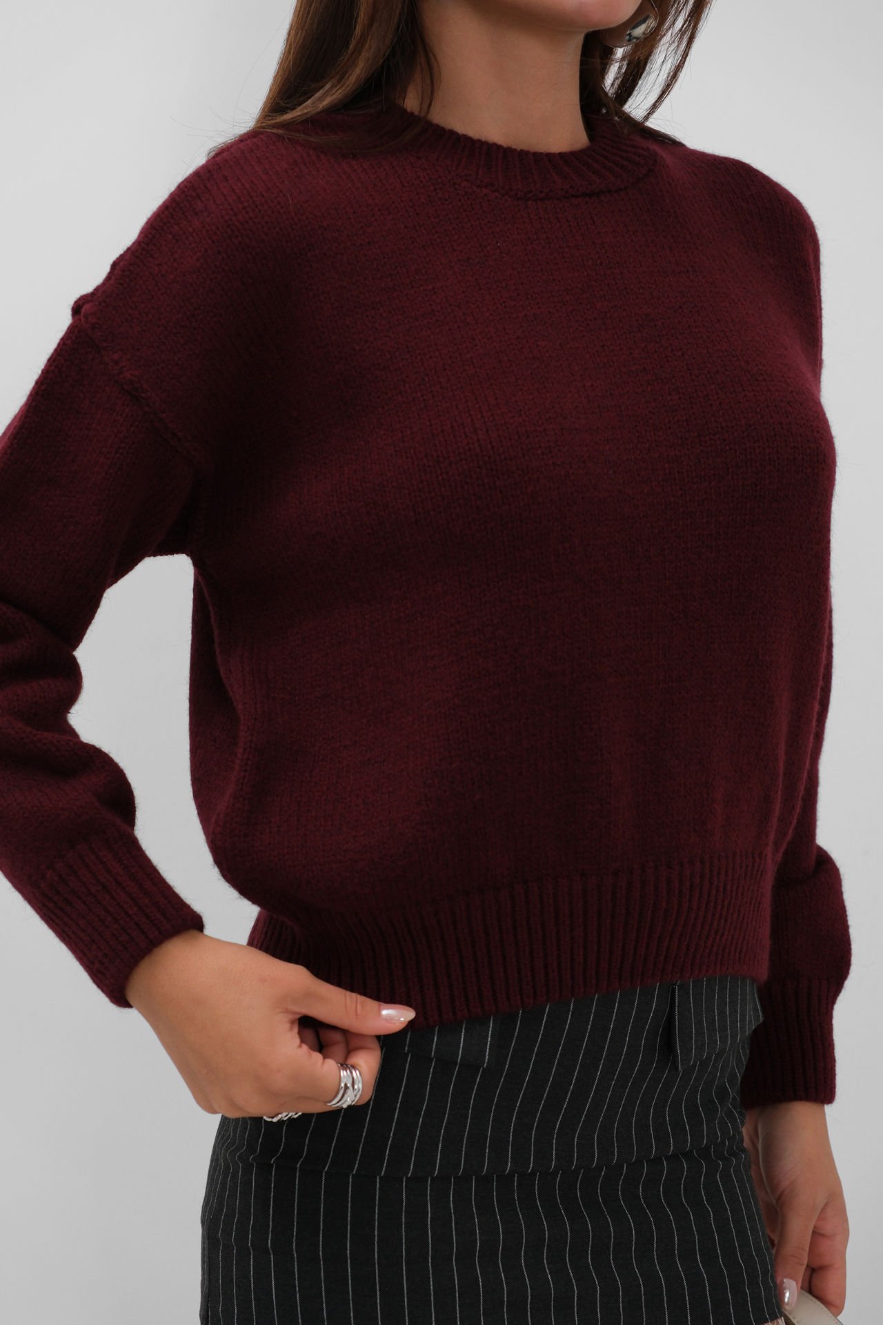 Wholesale Reverse Stitched Burgundy Sweater