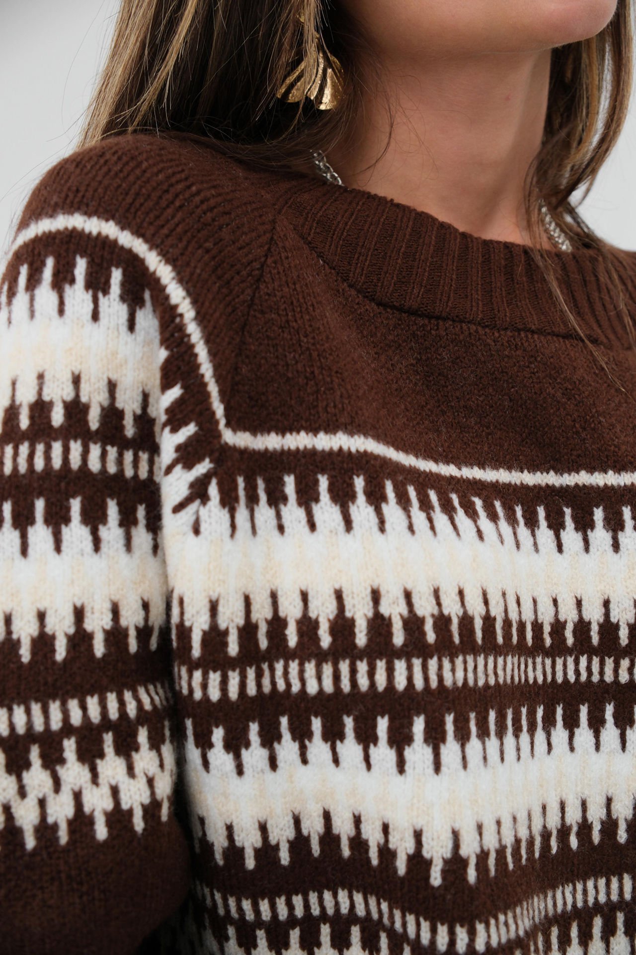 Wholesale Embroidered Striped Pattern Oversize Sweater