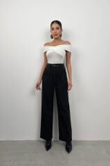 Toptan Çapraz Kayık Yaka Ekru Bodysuit
