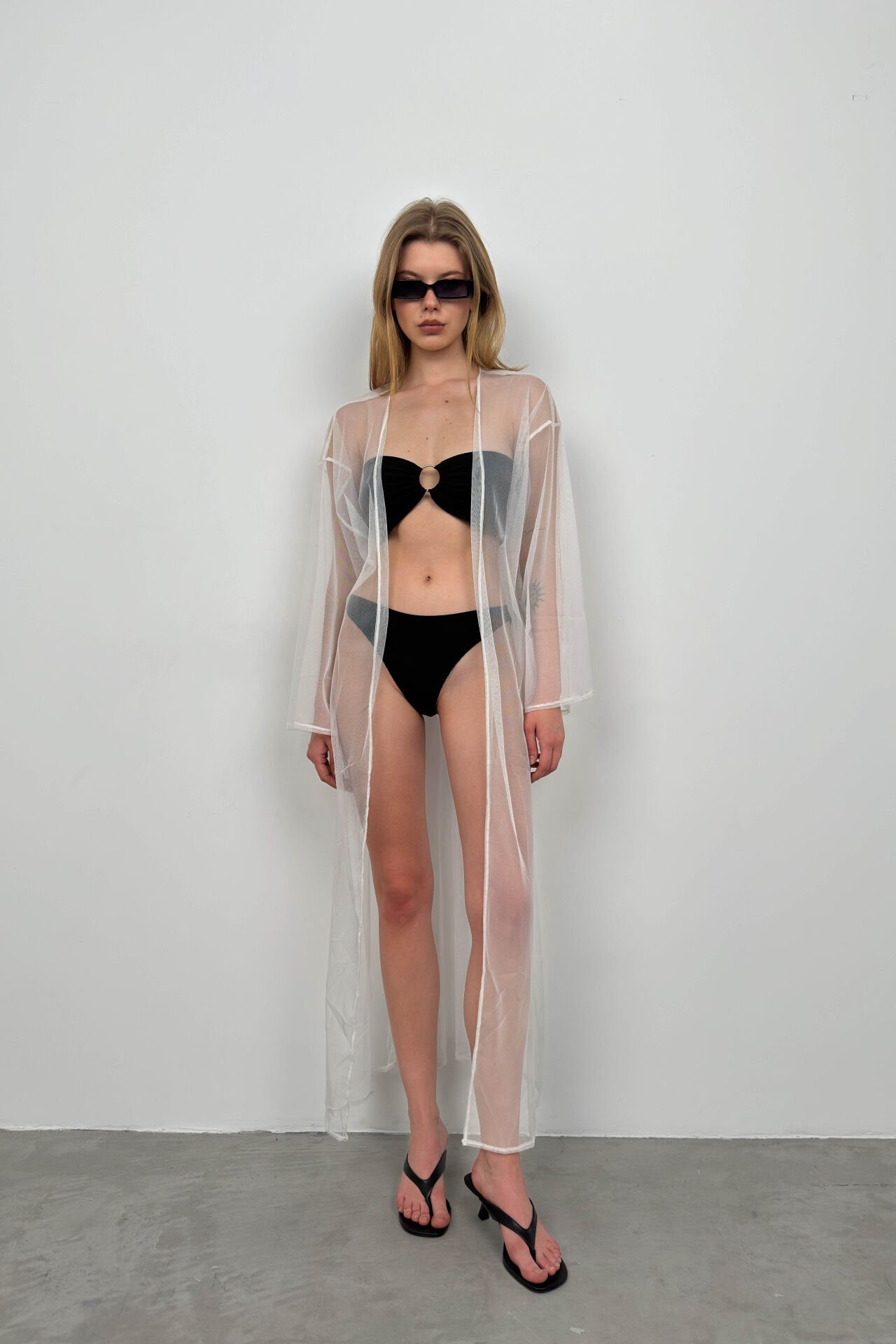 Toptan Tül Maxi Beyaz Pareo