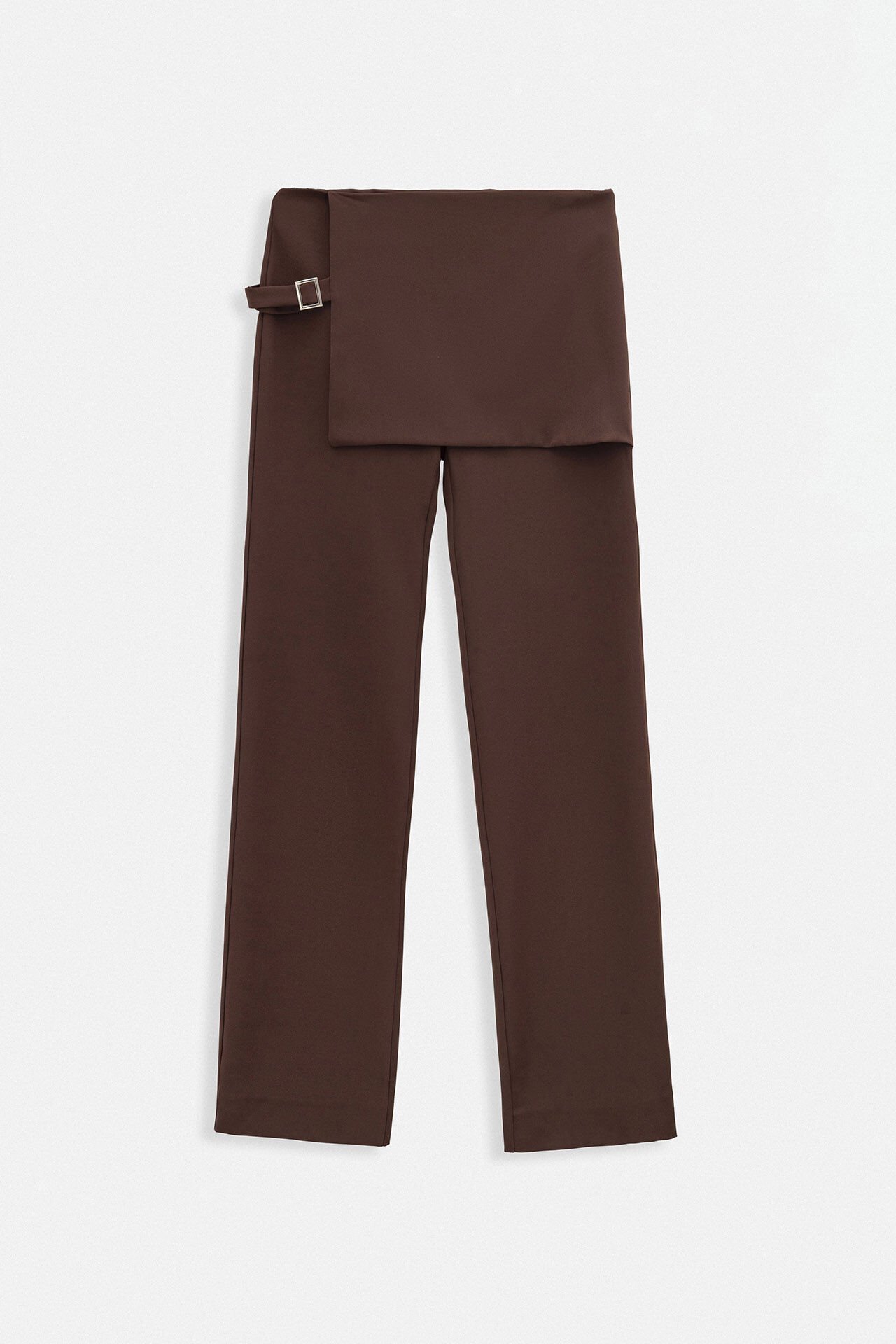 Wholesale Skirt Detail Belted Brown Trousers