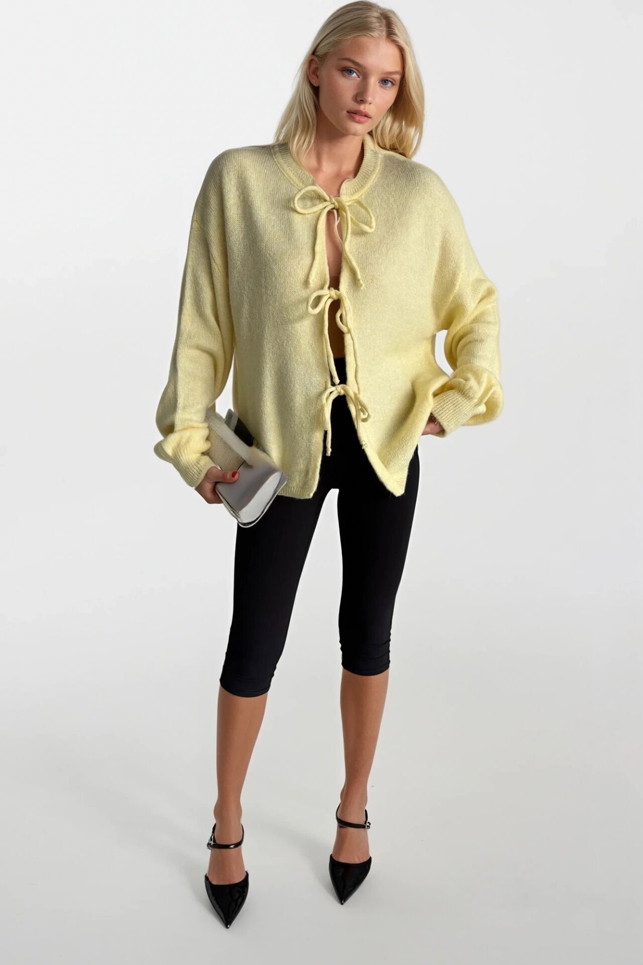 Toptan Bağlamalı Sarı Triko Kazak