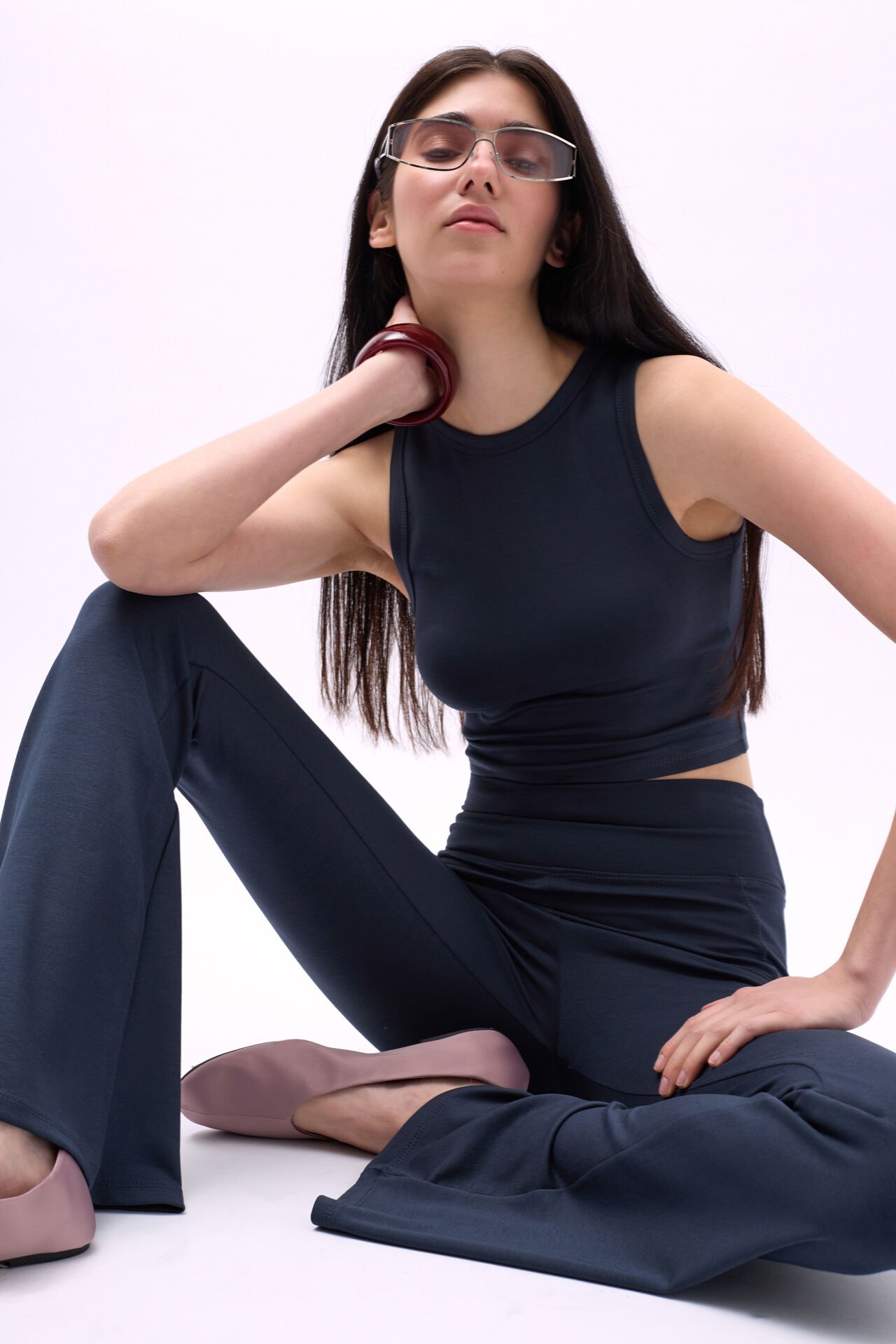 Wholesale Swim Collar Crop Anthracite Blouse
