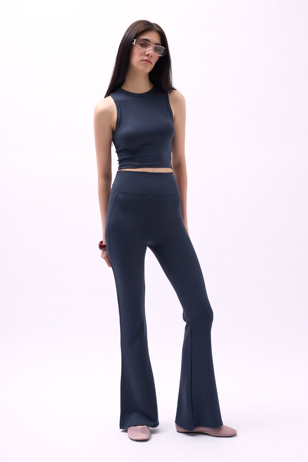 Wholesale Swim Collar Crop Anthracite Blouse